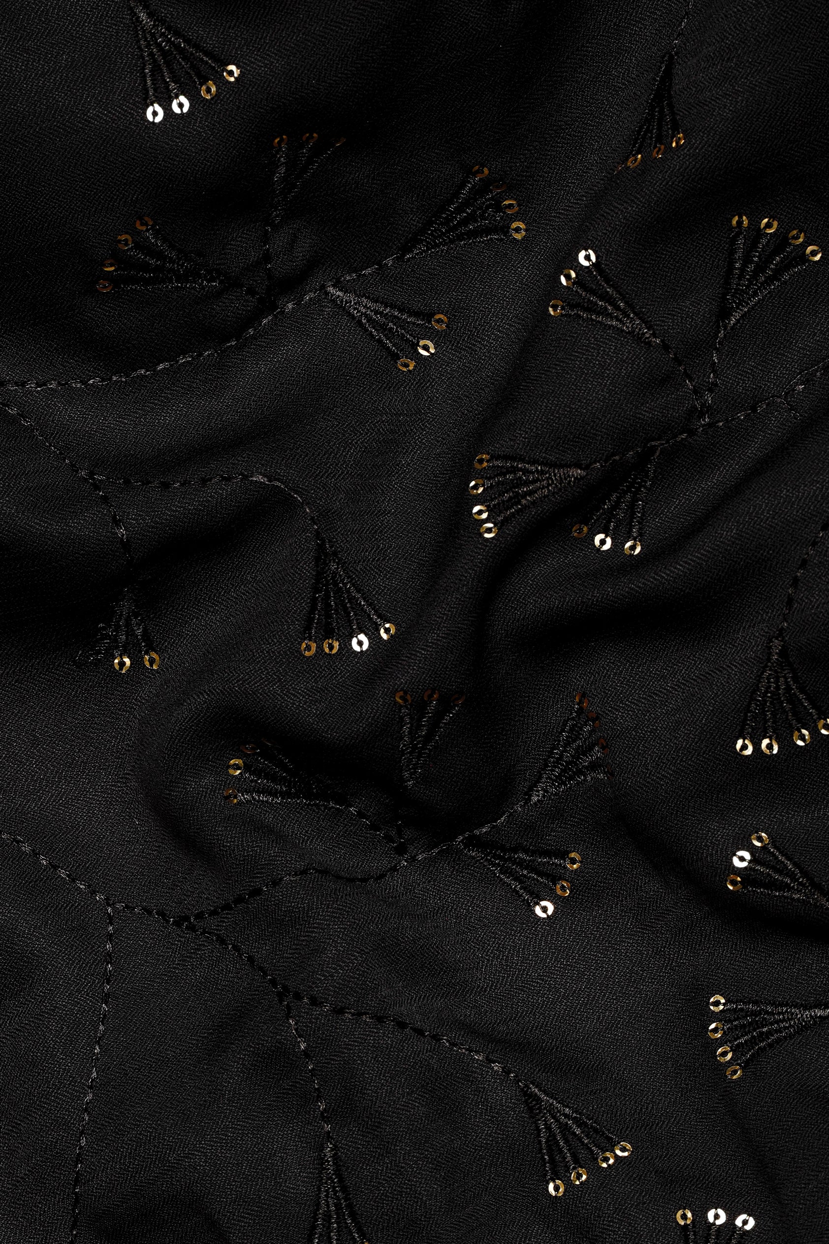 Jade Black Viscose Embroidered with Tikki Work Designer Kurta