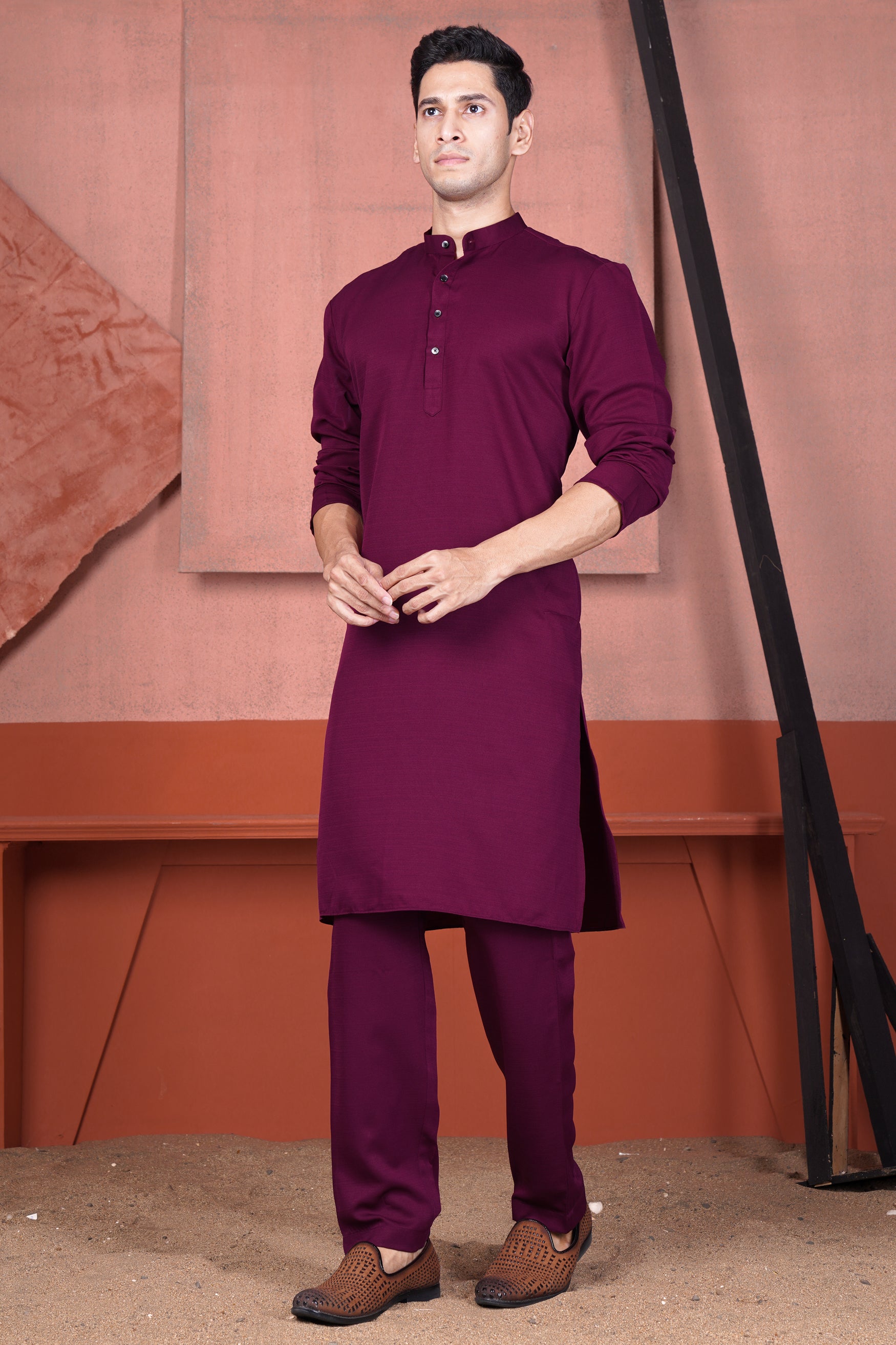 Bordeaux Wine Viscose Kurta