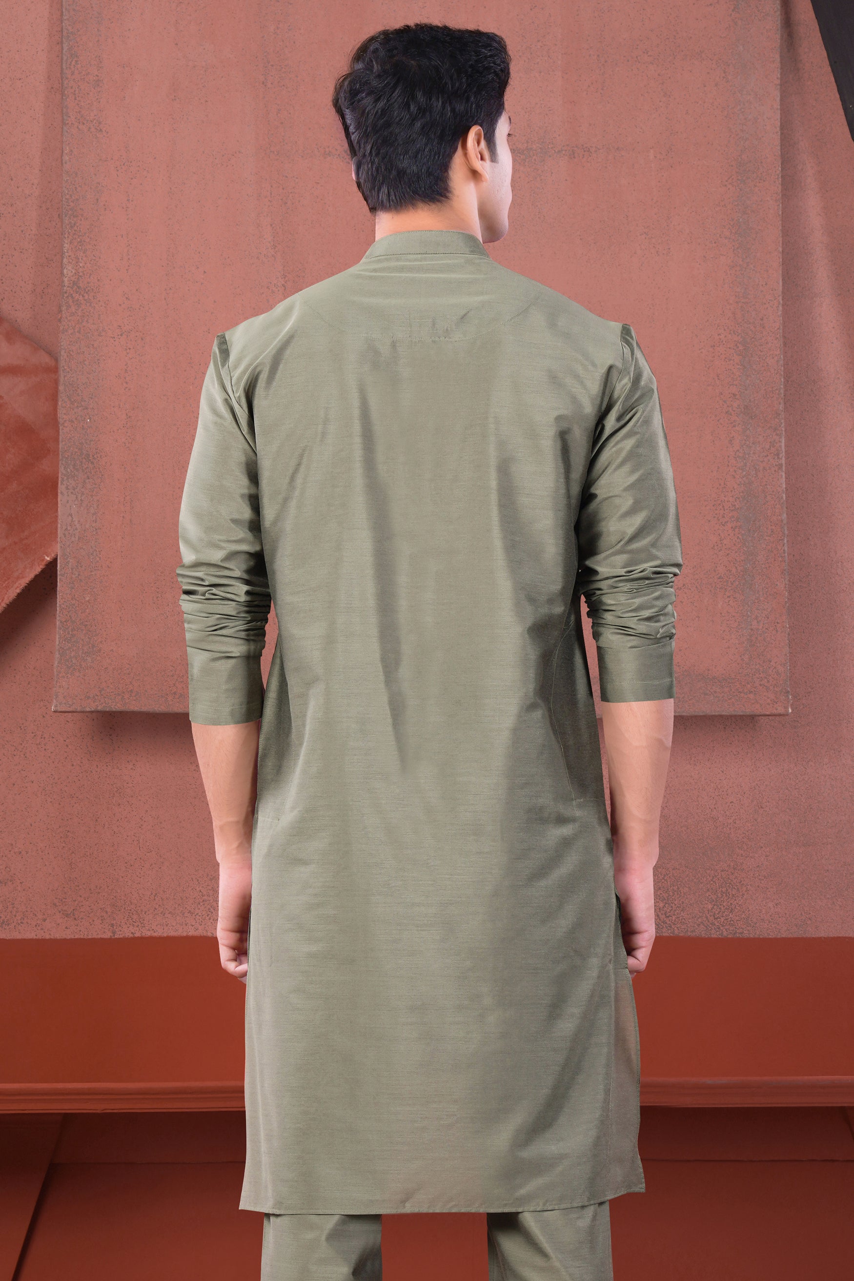 Oyster Gray Subtle Sheen Viscose Kurta