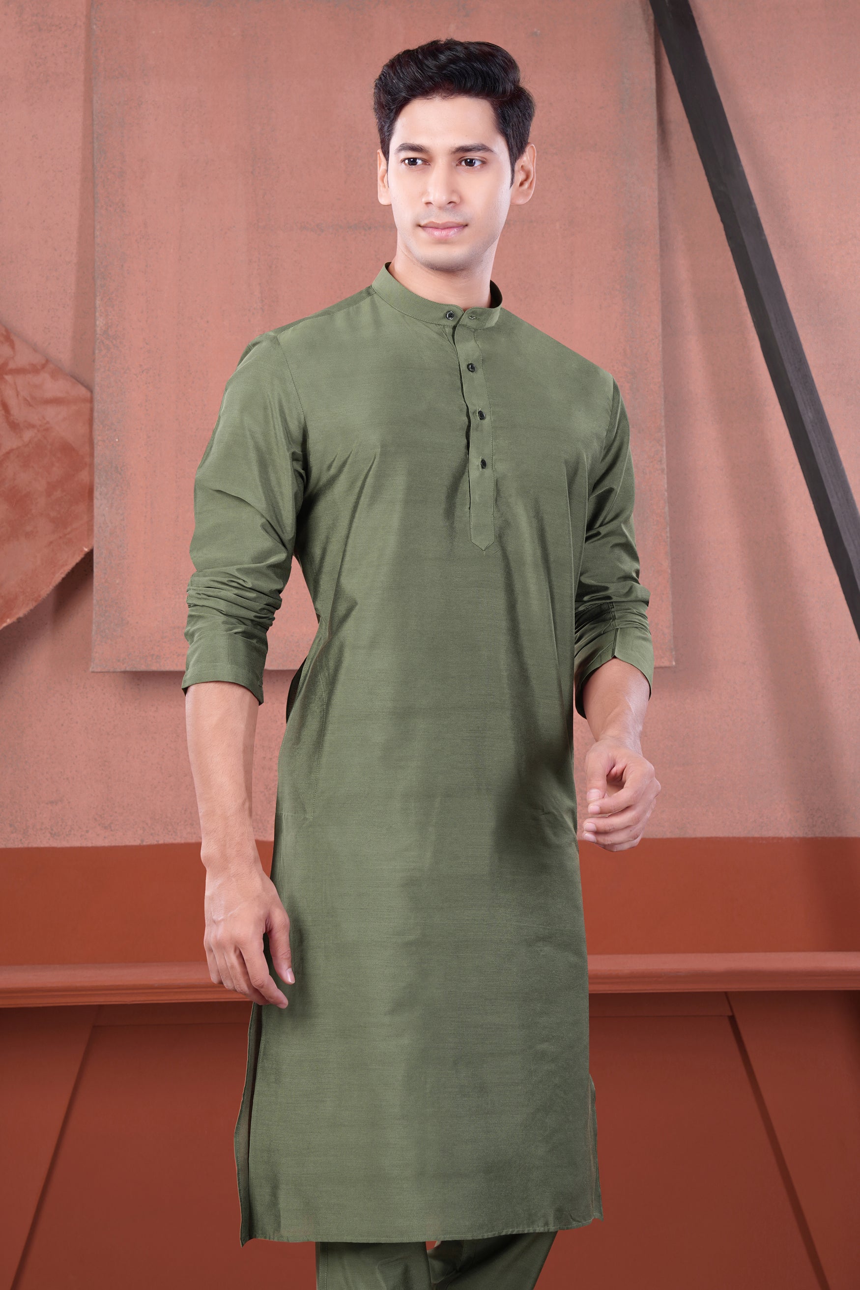 Siam Green Subtle Sheen Viscose Kurta