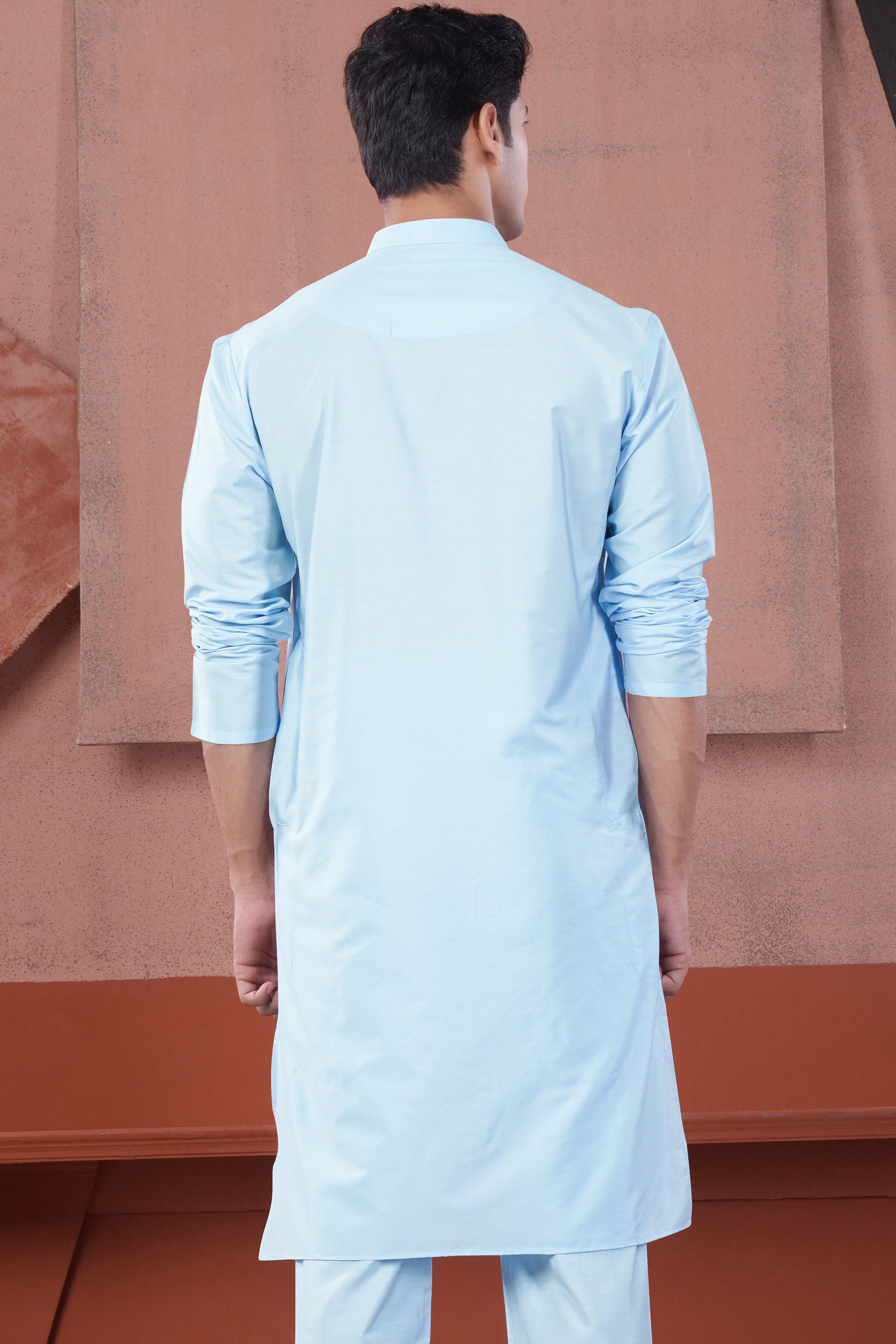 Uranian Blue Subtle Sheen Viscose Kurta