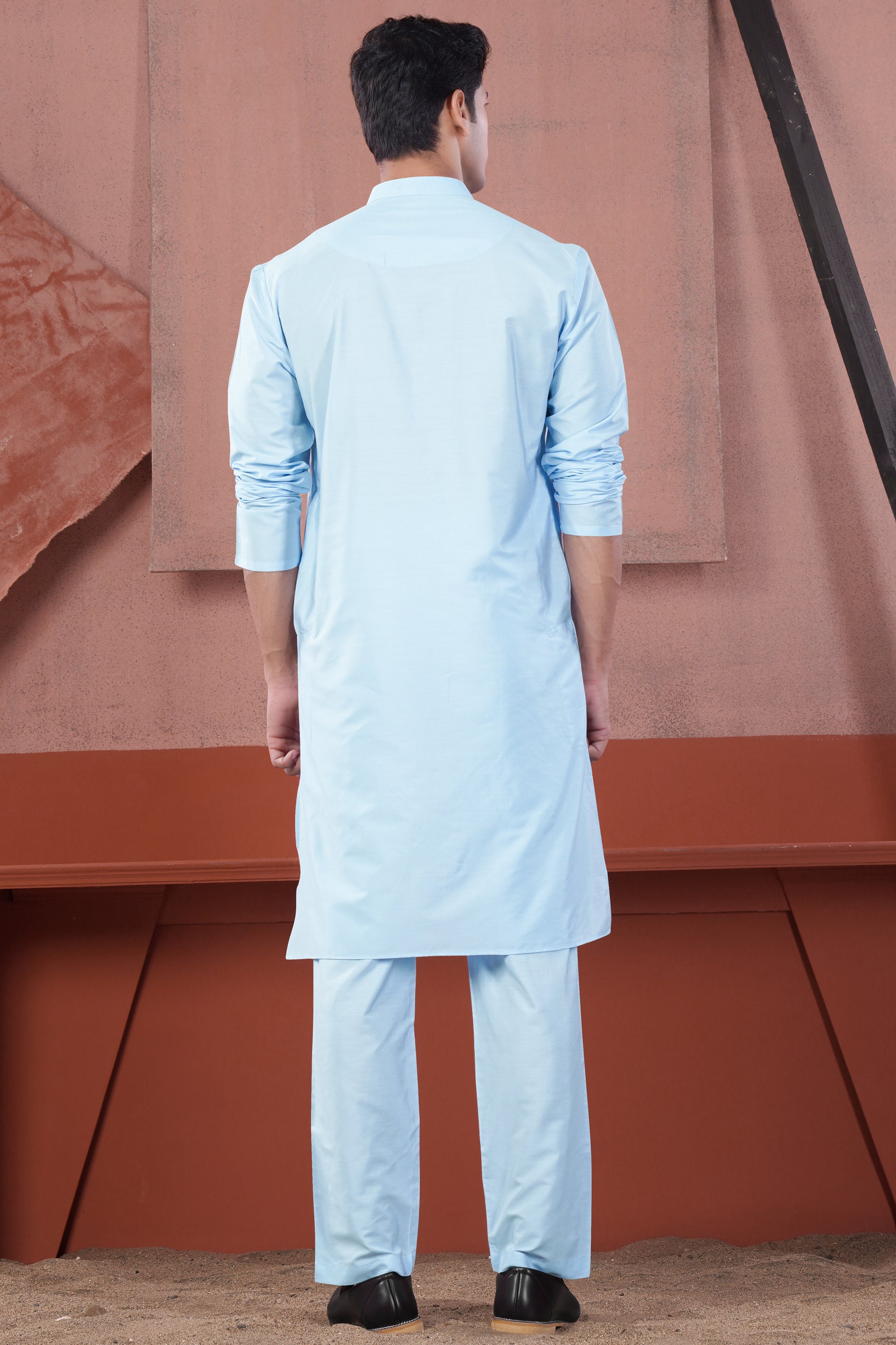 Uranian Blue Subtle Sheen Viscose Kurta