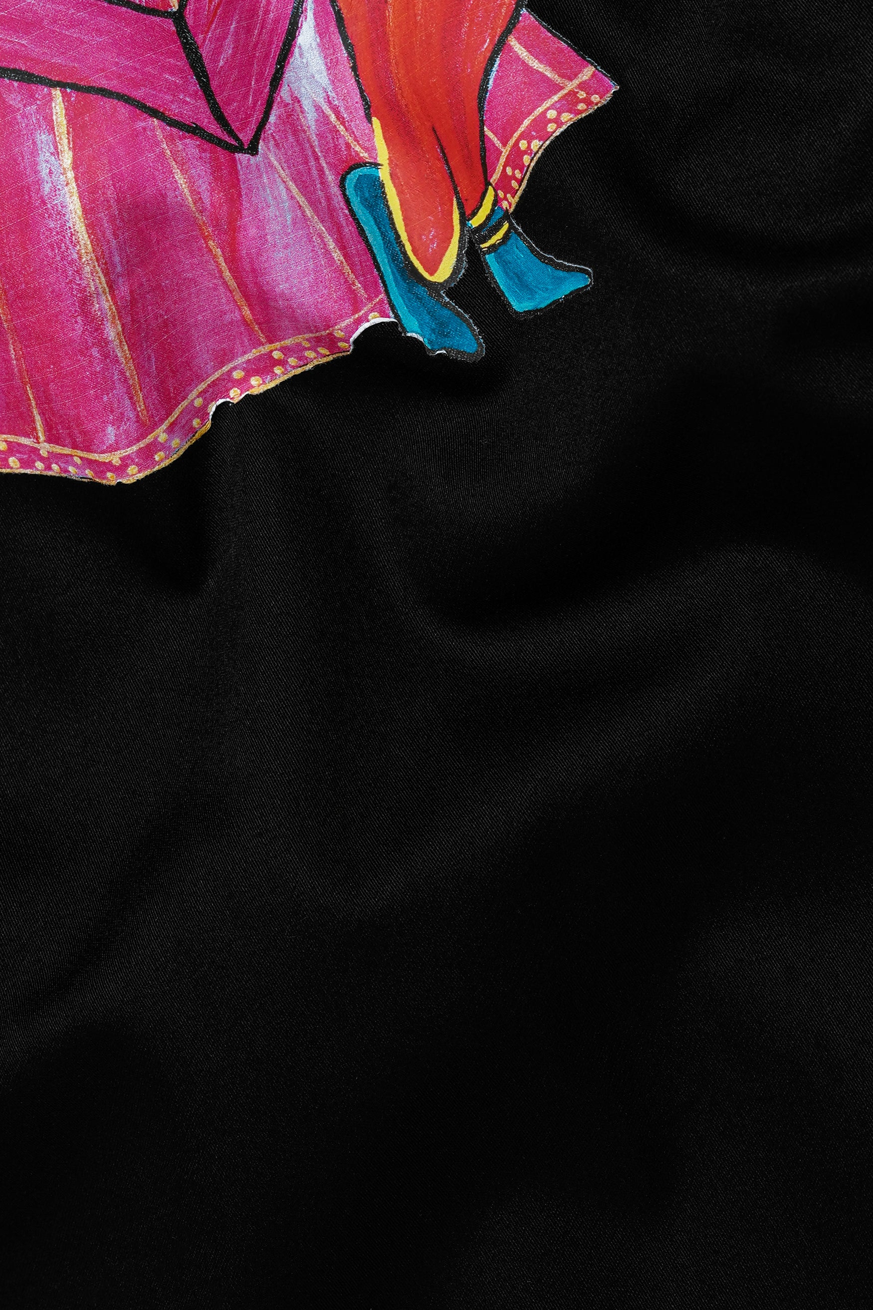 Jade Black Radha Krisha Hand Painted Subtle Sheen Super Soft Premium Cotton Designer Kurta
