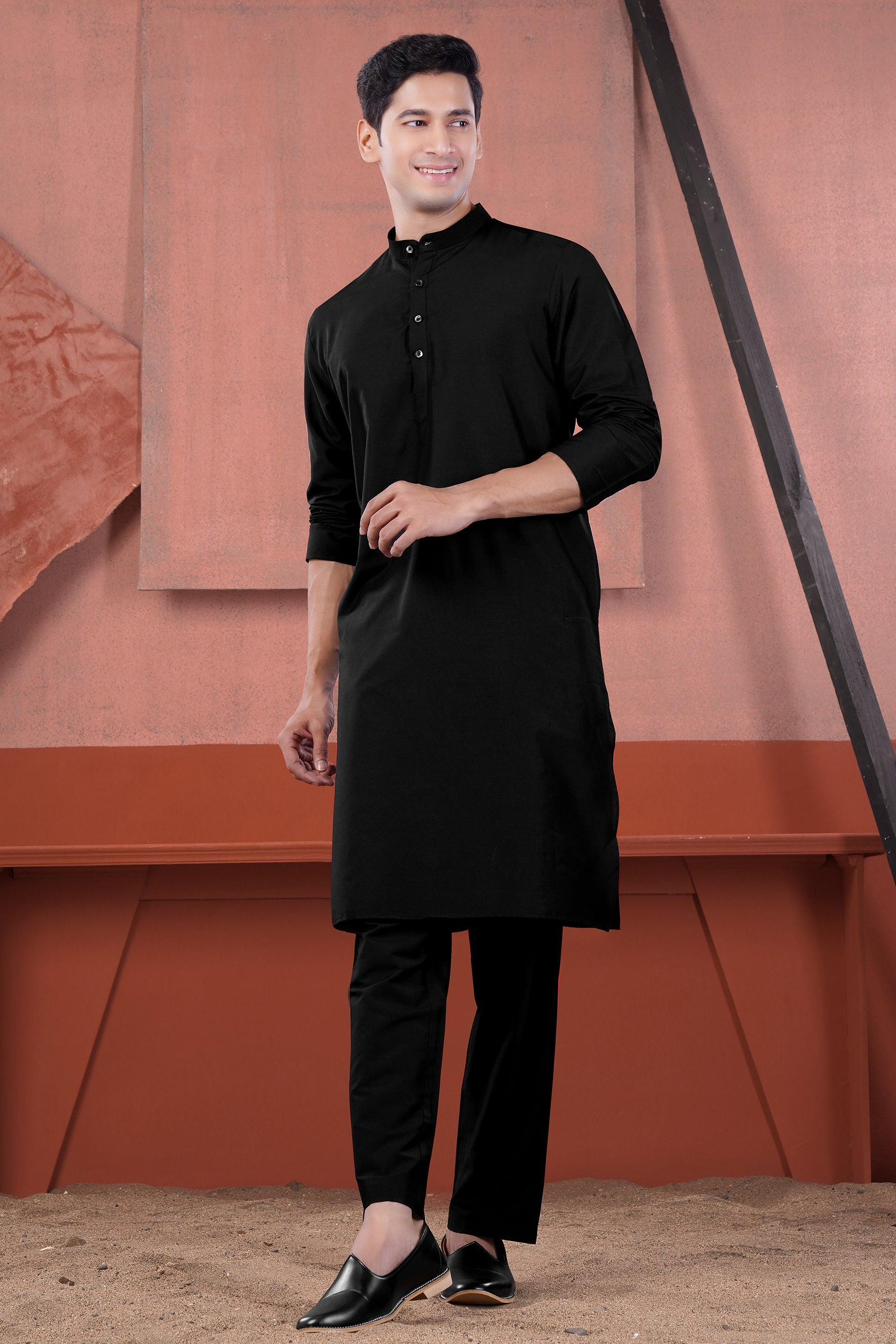 Jade Black Viscose Kurta