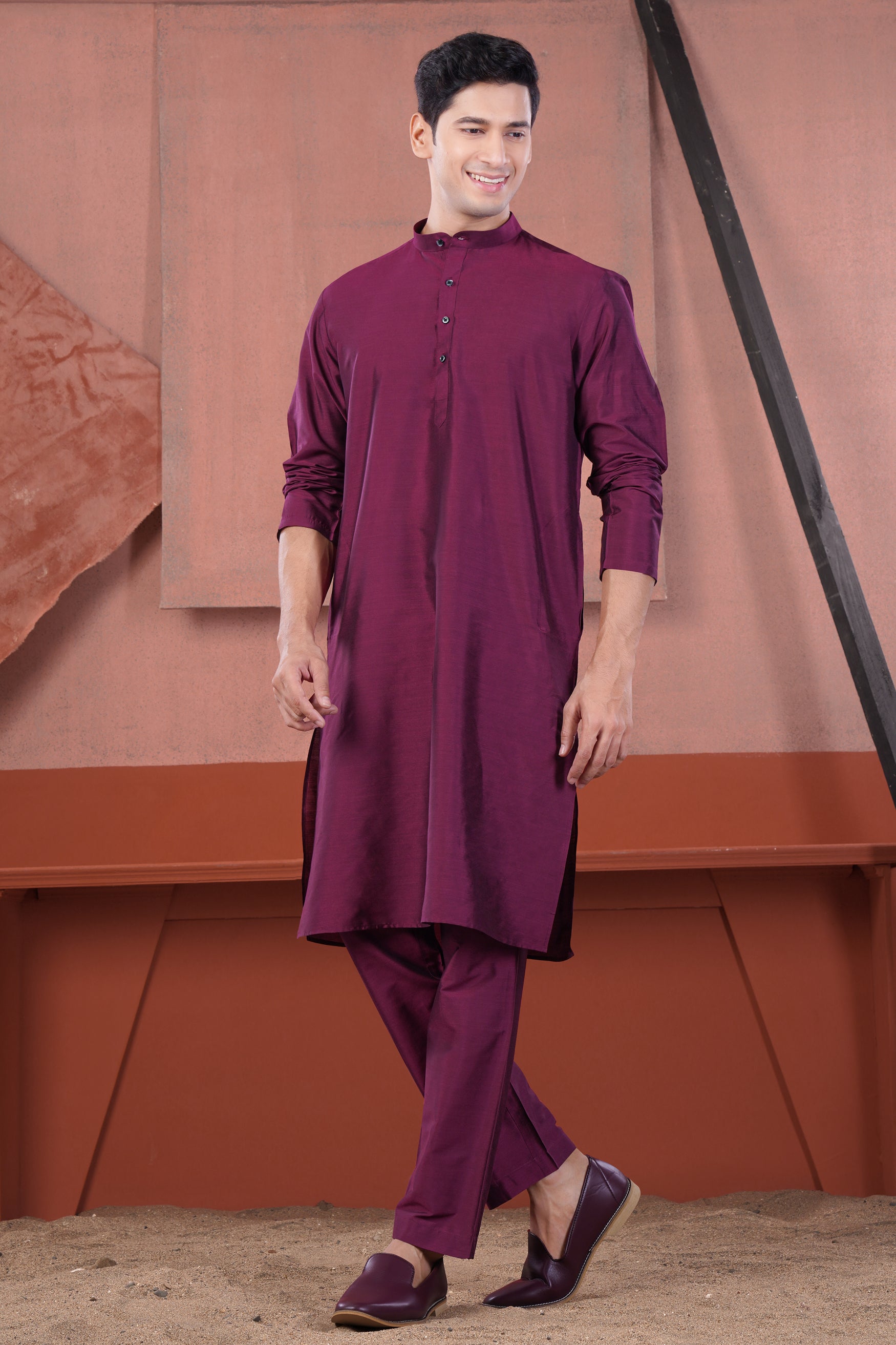 Finn Pink Subtle Sheen Viscose Kurta