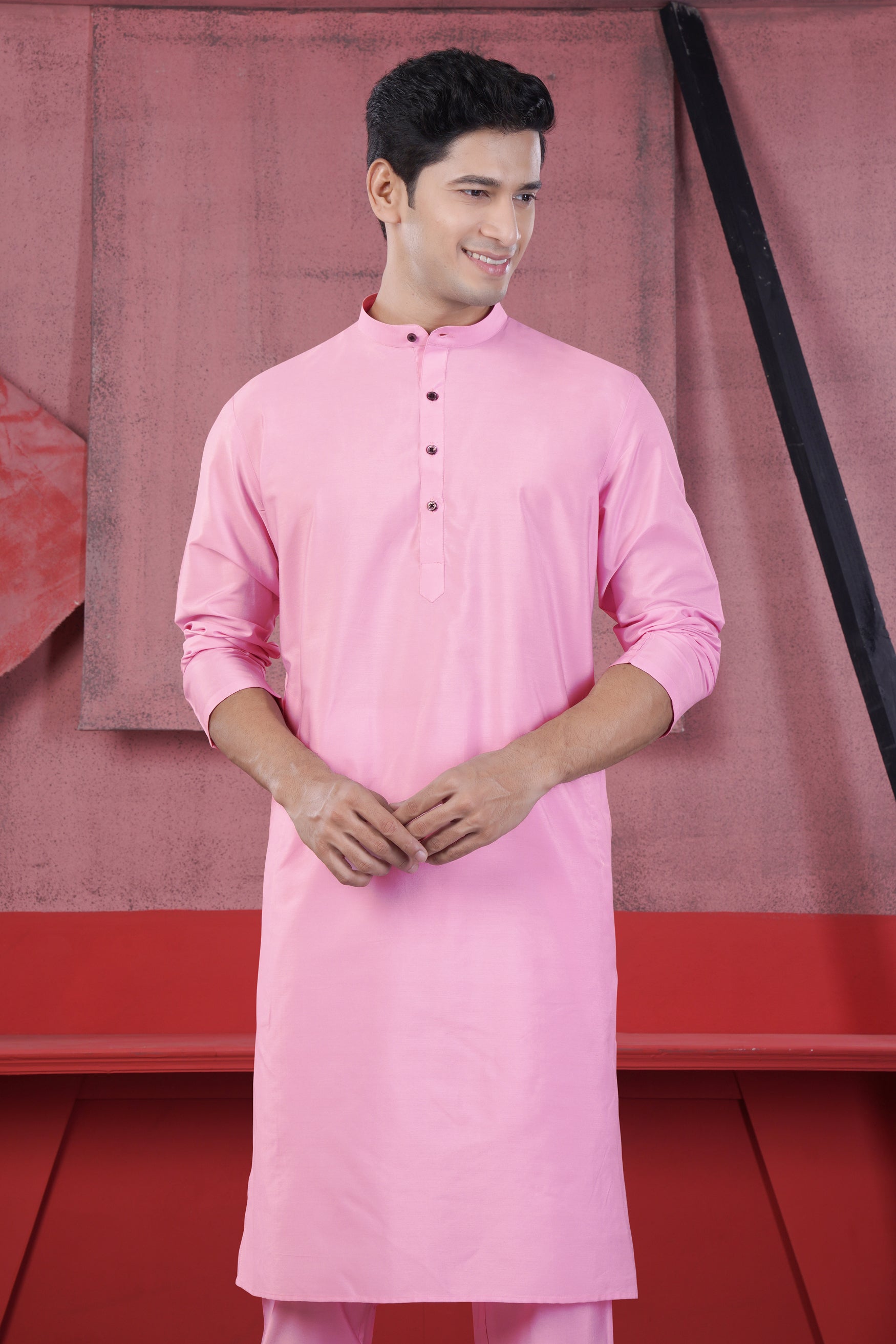 Magenta Pink Subtle Sheen Viscose Kurta