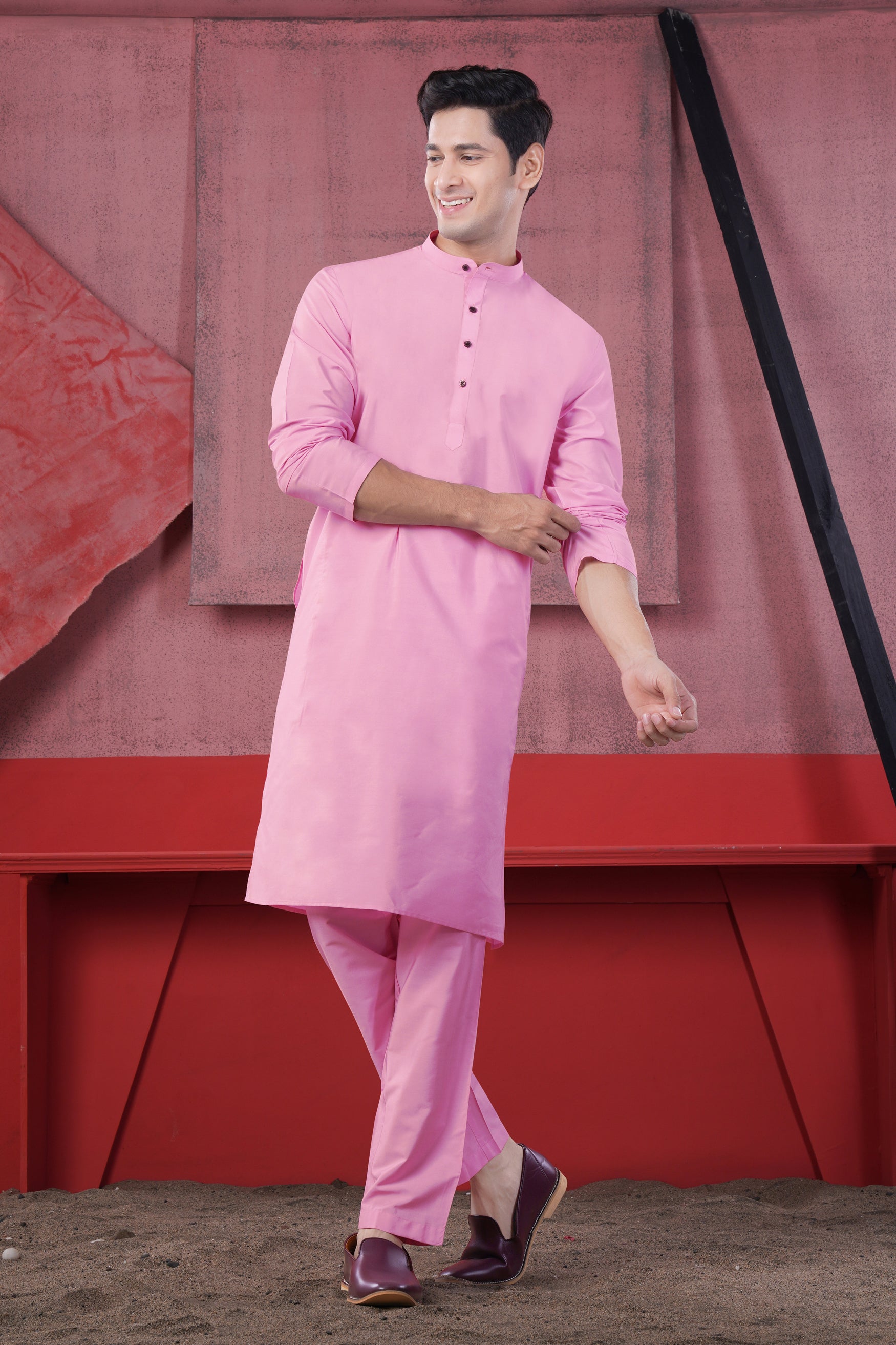 Magenta Pink Subtle Sheen Viscose Kurta