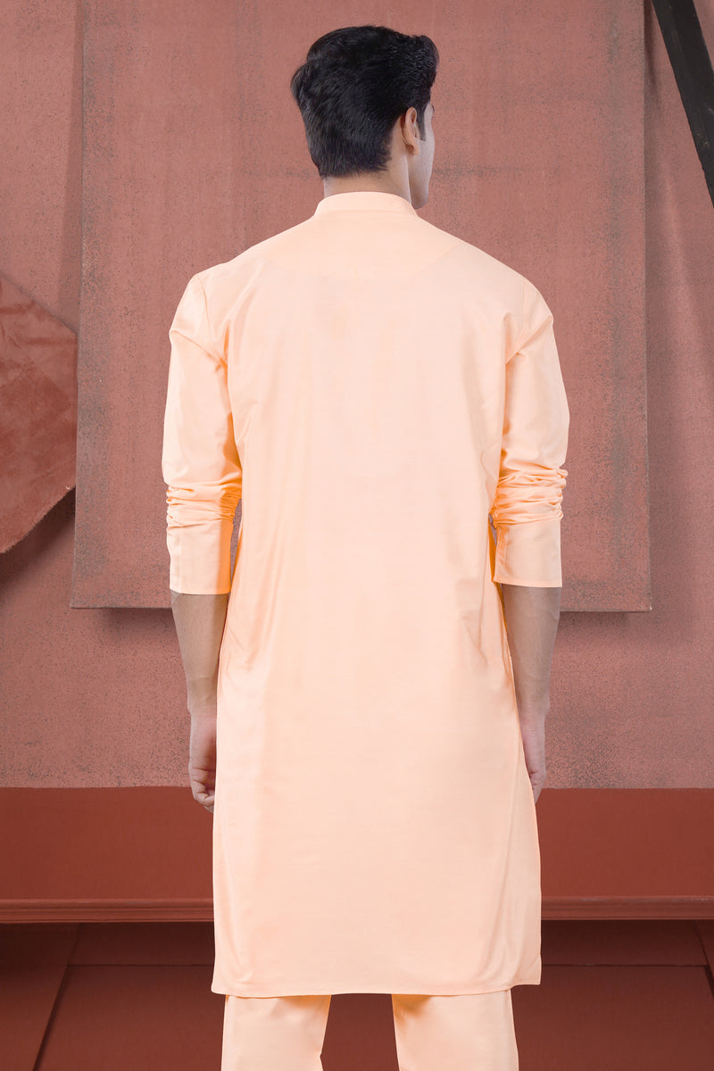 Peach Viscose Rayon Kurta set