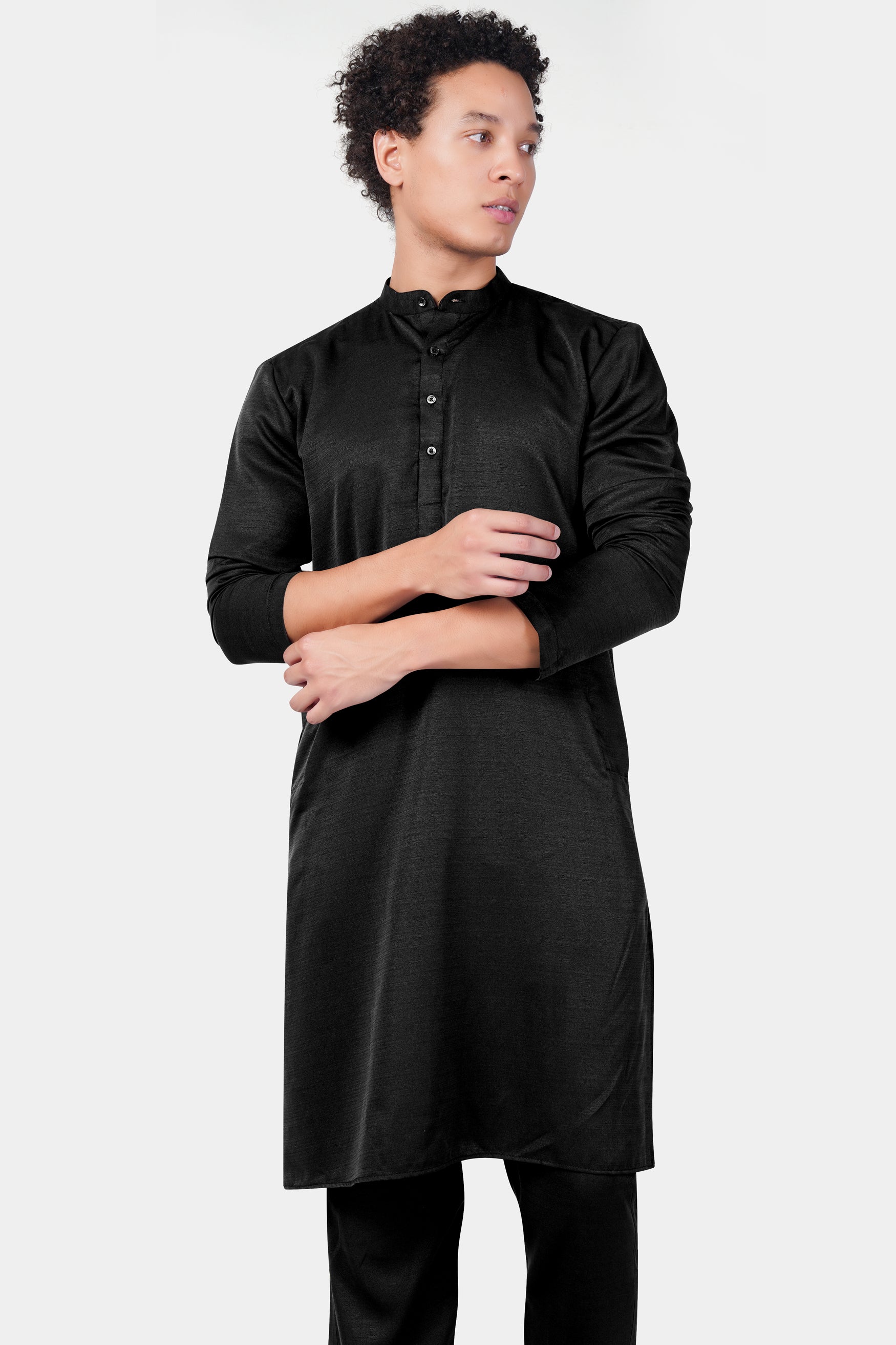 Jade Black Subtle Sheen Viscose Kurta