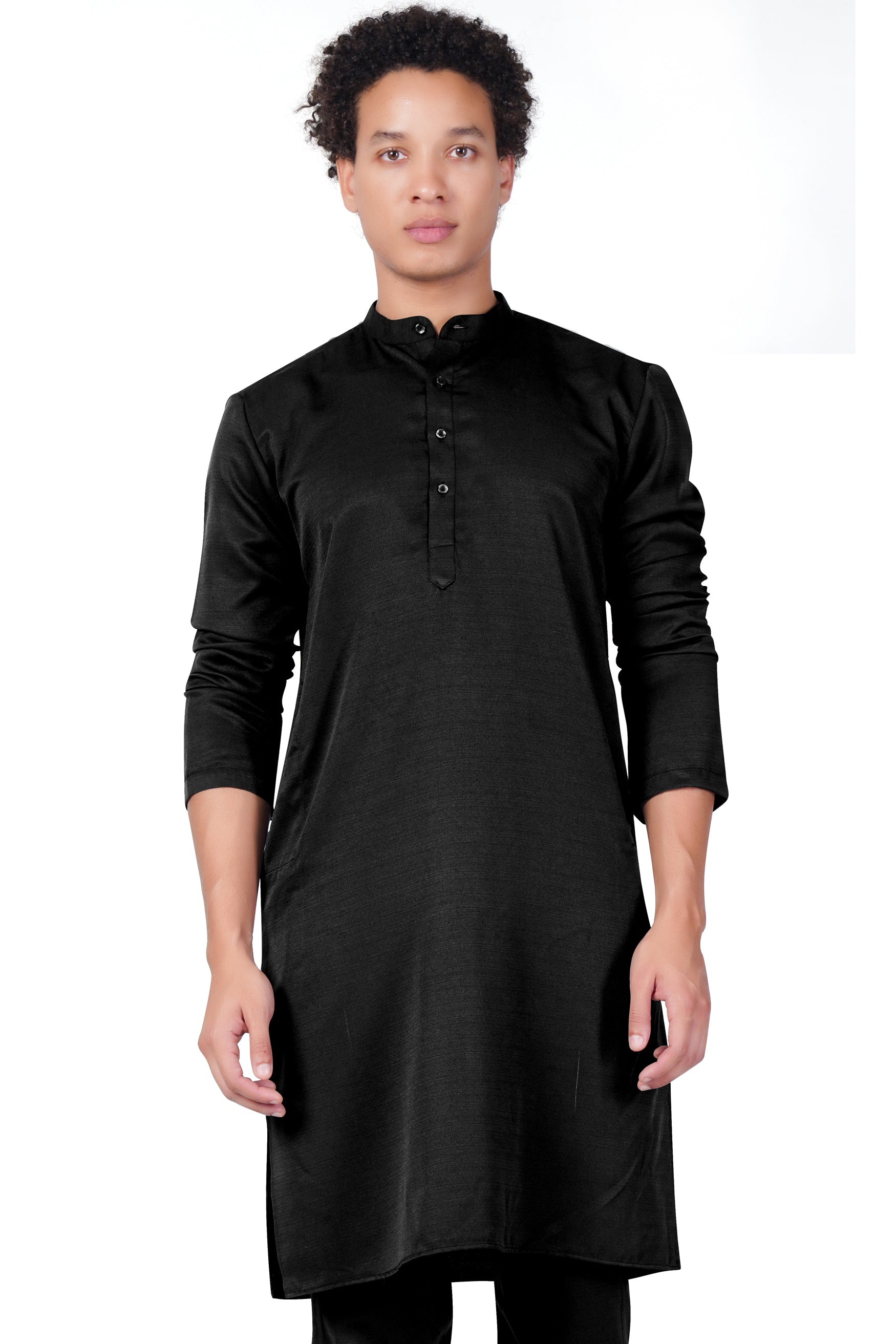 Jade Black Subtle Sheen Viscose Kurta