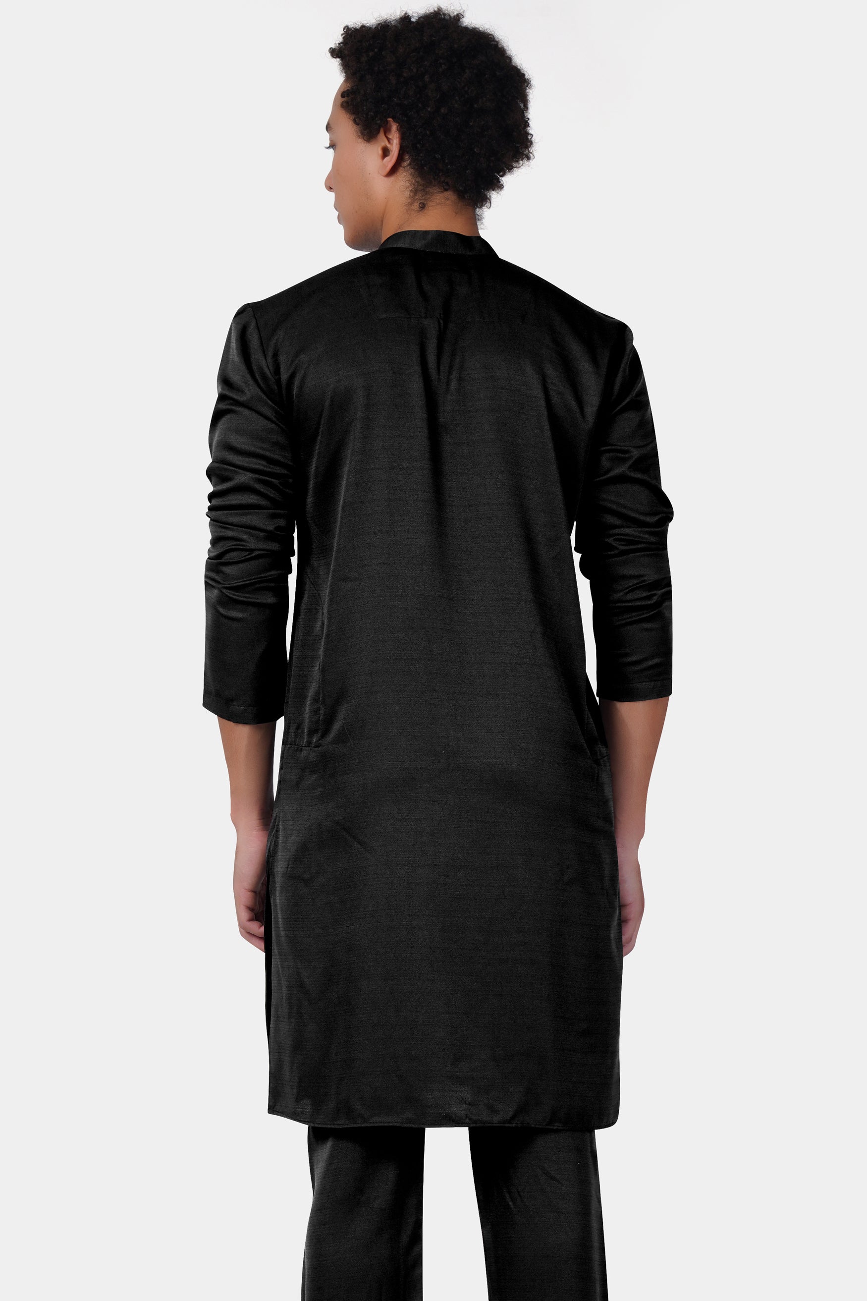 Jade Black Subtle Sheen Viscose Kurta