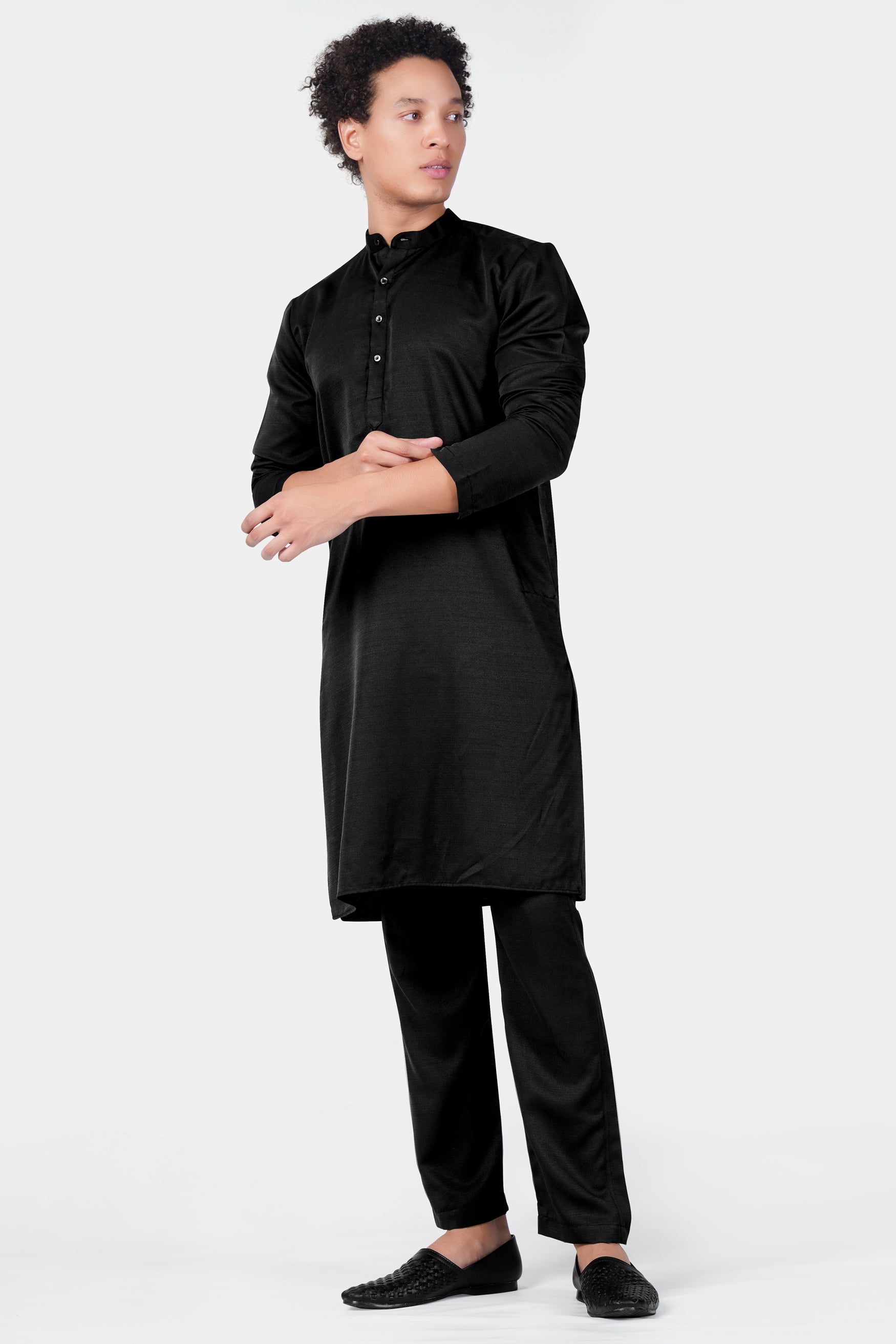 Jade Black Subtle Sheen Viscose Kurta