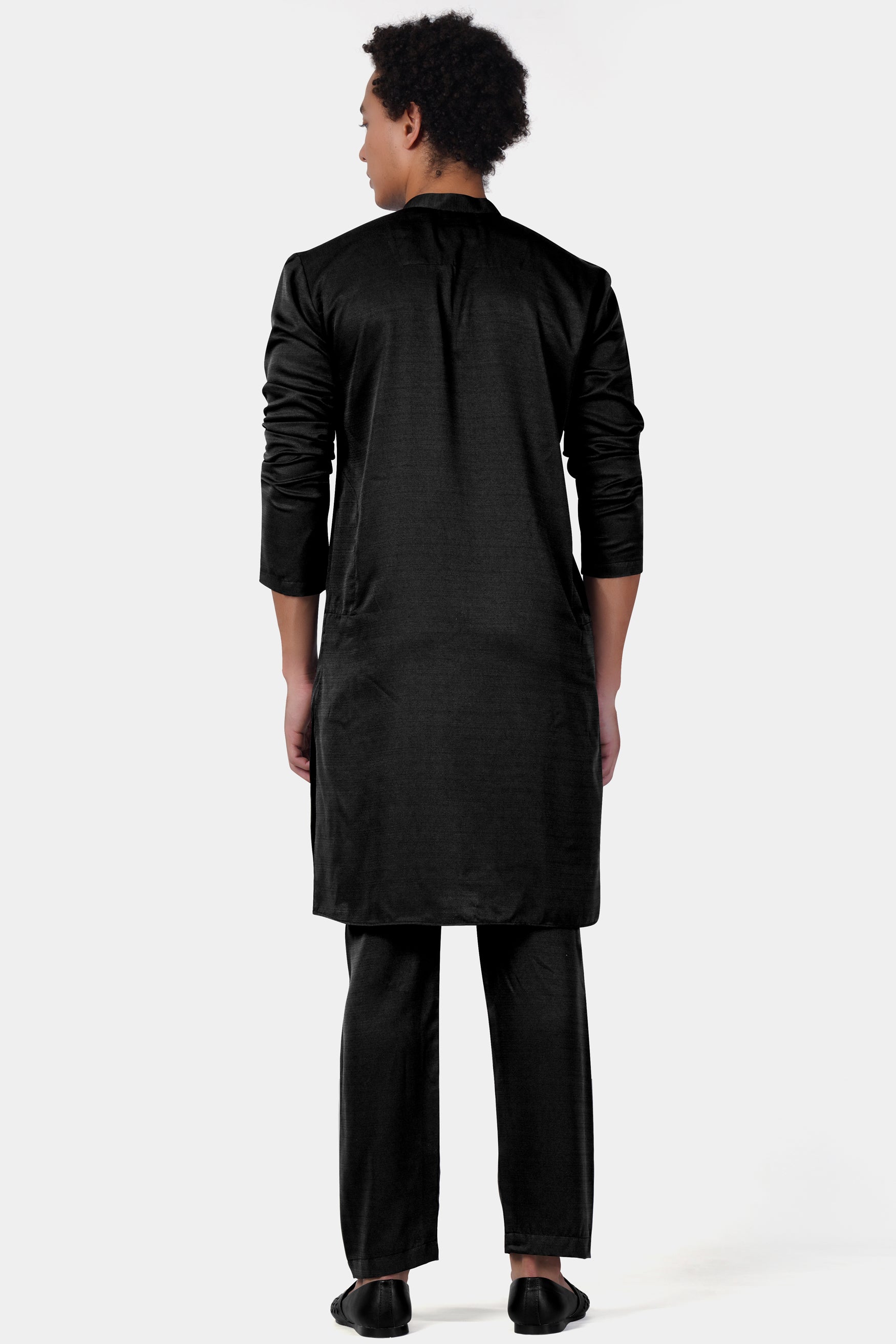 Jade Black Subtle Sheen Viscose Kurta