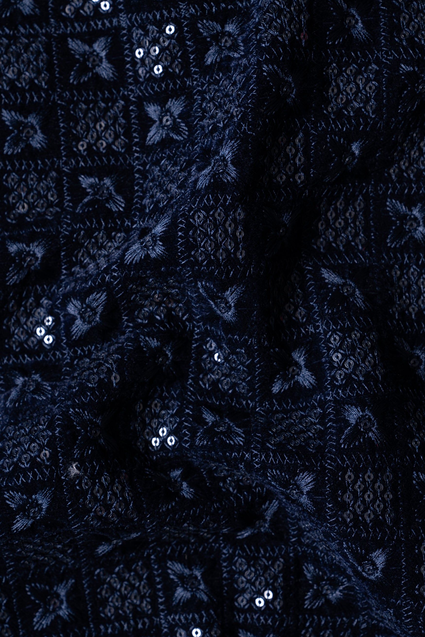 Tropical Blue Kurta Set with Midnight Blue Geometric Thread and Sequin Embroidered Designer Nehru Jacket KPNJ017-44,  KPNJ017-46,  KPNJ017-48,  KPNJ017-50,  KPNJ017-52,  KPNJ017-54,  KPNJ017-56,  KPNJ017-58,  KPNJ017-60