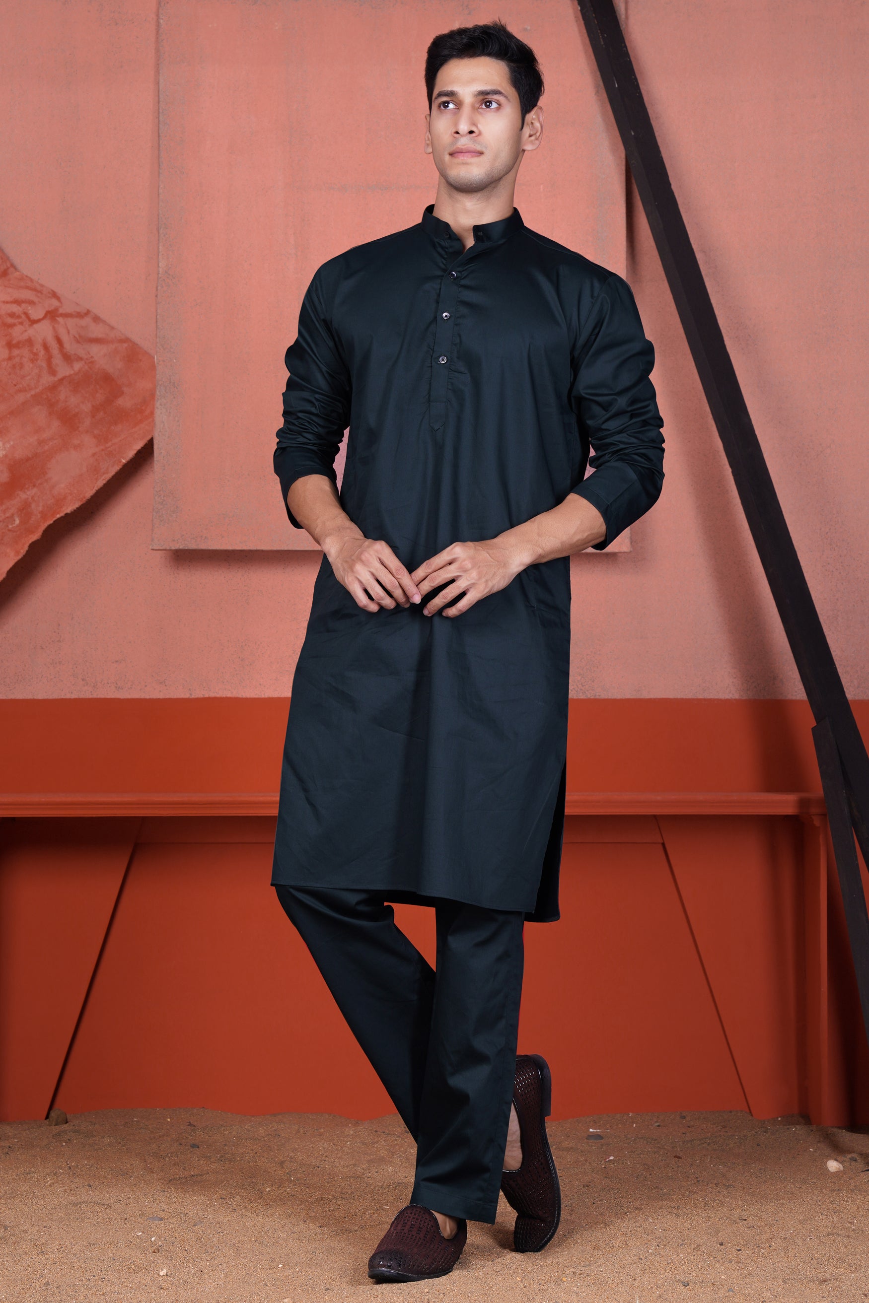 Gunmetal Blue Kurta with Custard Yellow Multicolour Cotton Thread Embroidered Designer Nehru Jacket