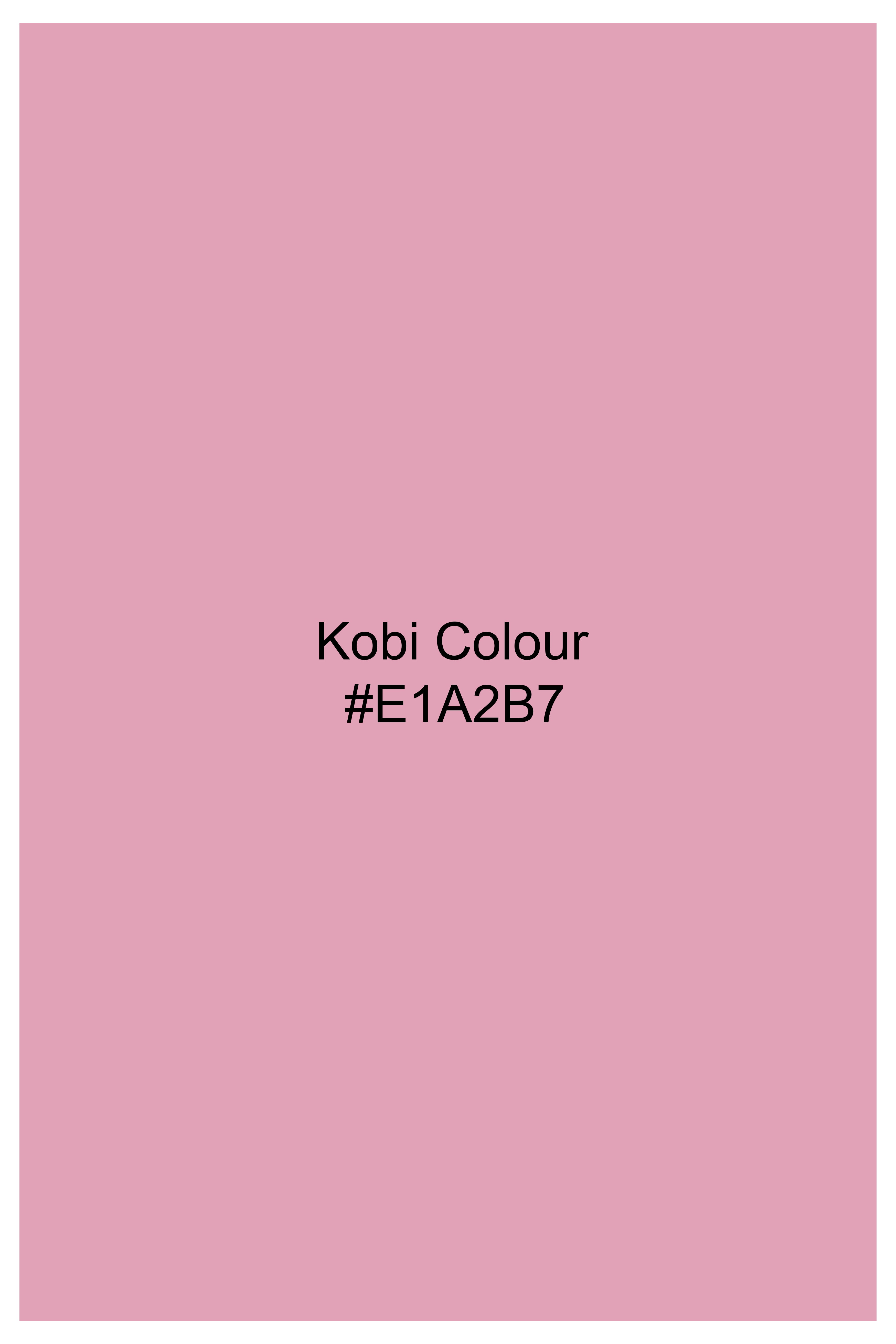 Kobi Pink Kurta with Nickel Gray and Brink Pink Paisley Cotton Thread Embroidered Designer Nehru Jacket