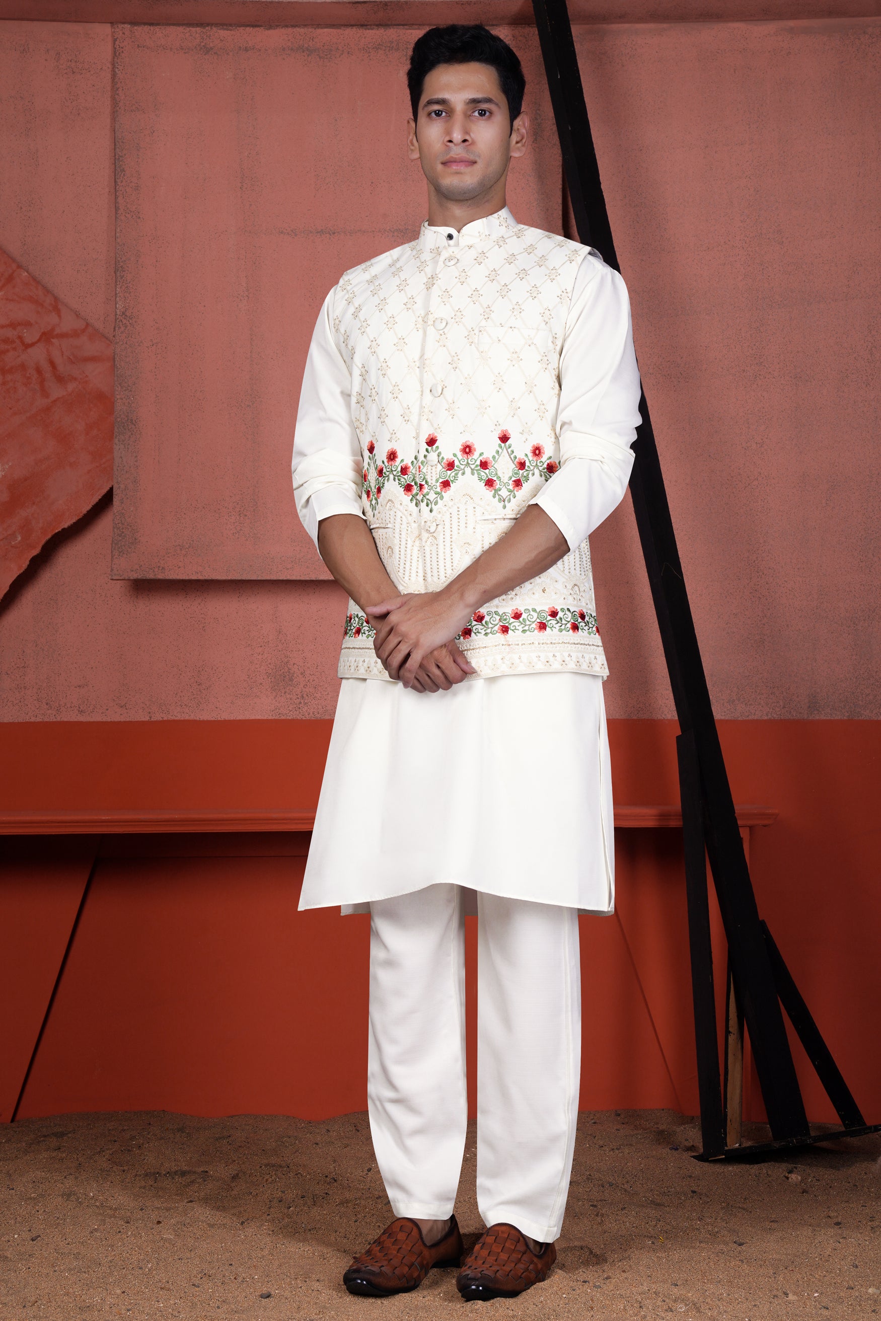 Men Kurta Pajama With Red Designer Nehru Jacket From Urban - Etsy in 2023 |  Red kurta, Silk bottoms, Clothes