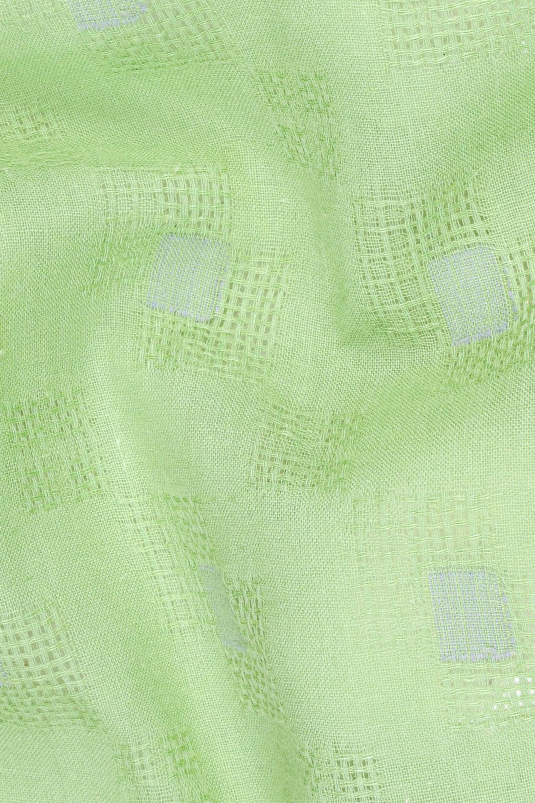 Pixie Green Geometric Dobby Textured Premium Giza Cotton Kurta