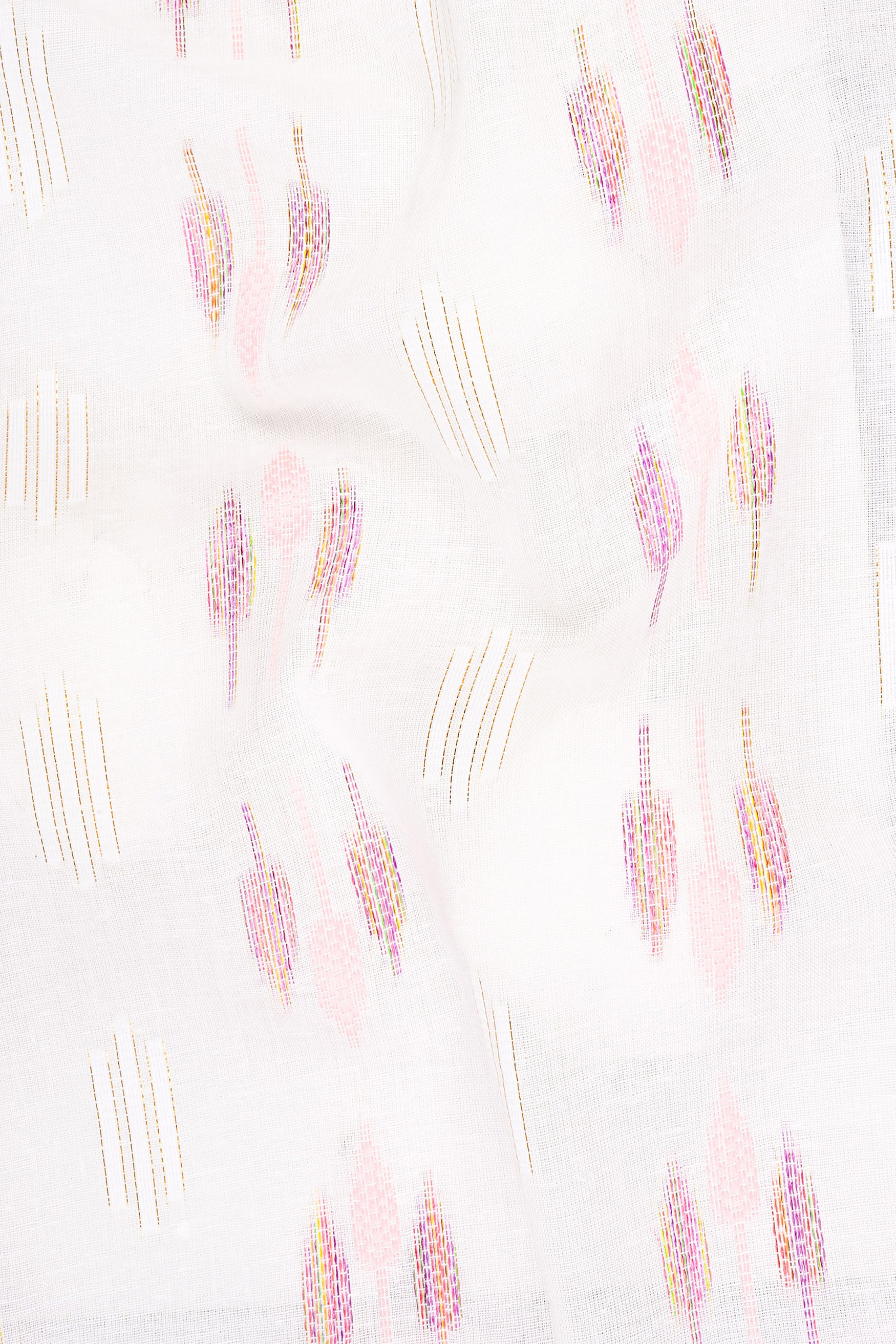 Cosmos Pink Leaves Textured Jacquard Premium Giza Cotton Kurta