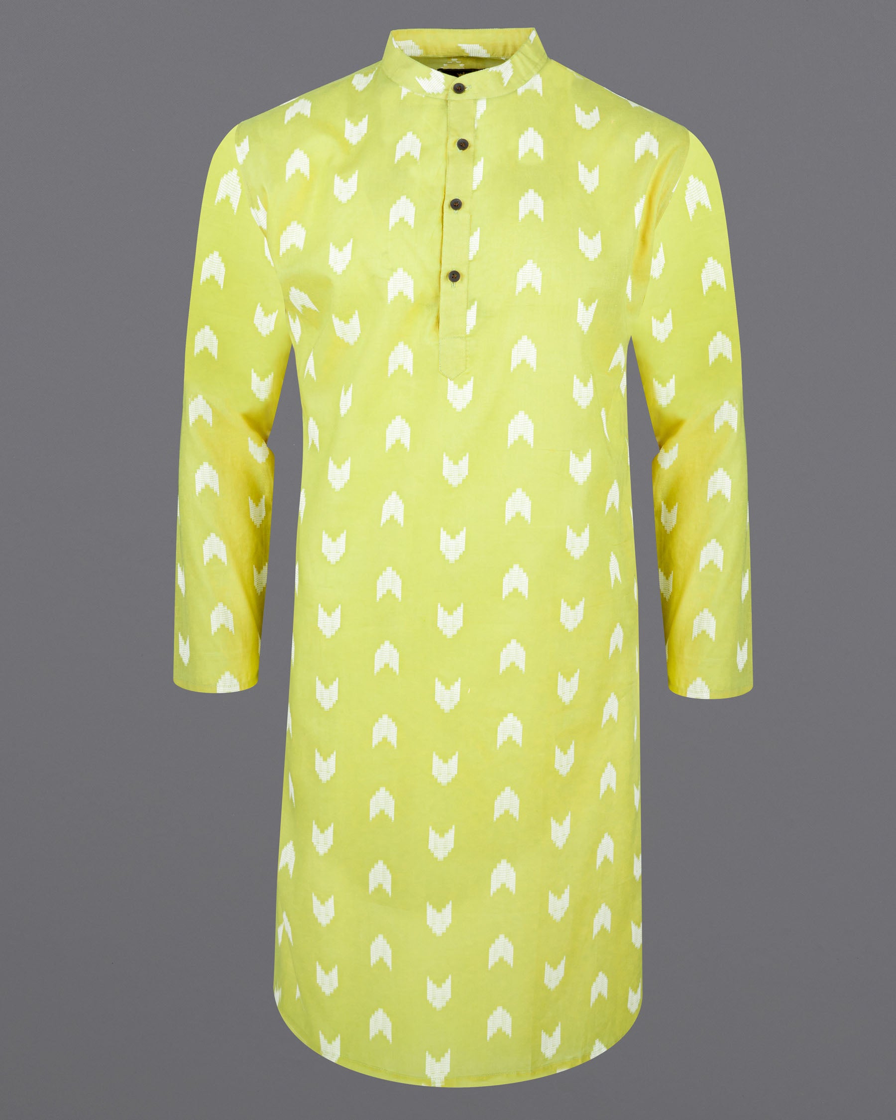 Golden Sand Green Arrow-Like Texture Jacquard Textured Premium Giza Cotton Kurta