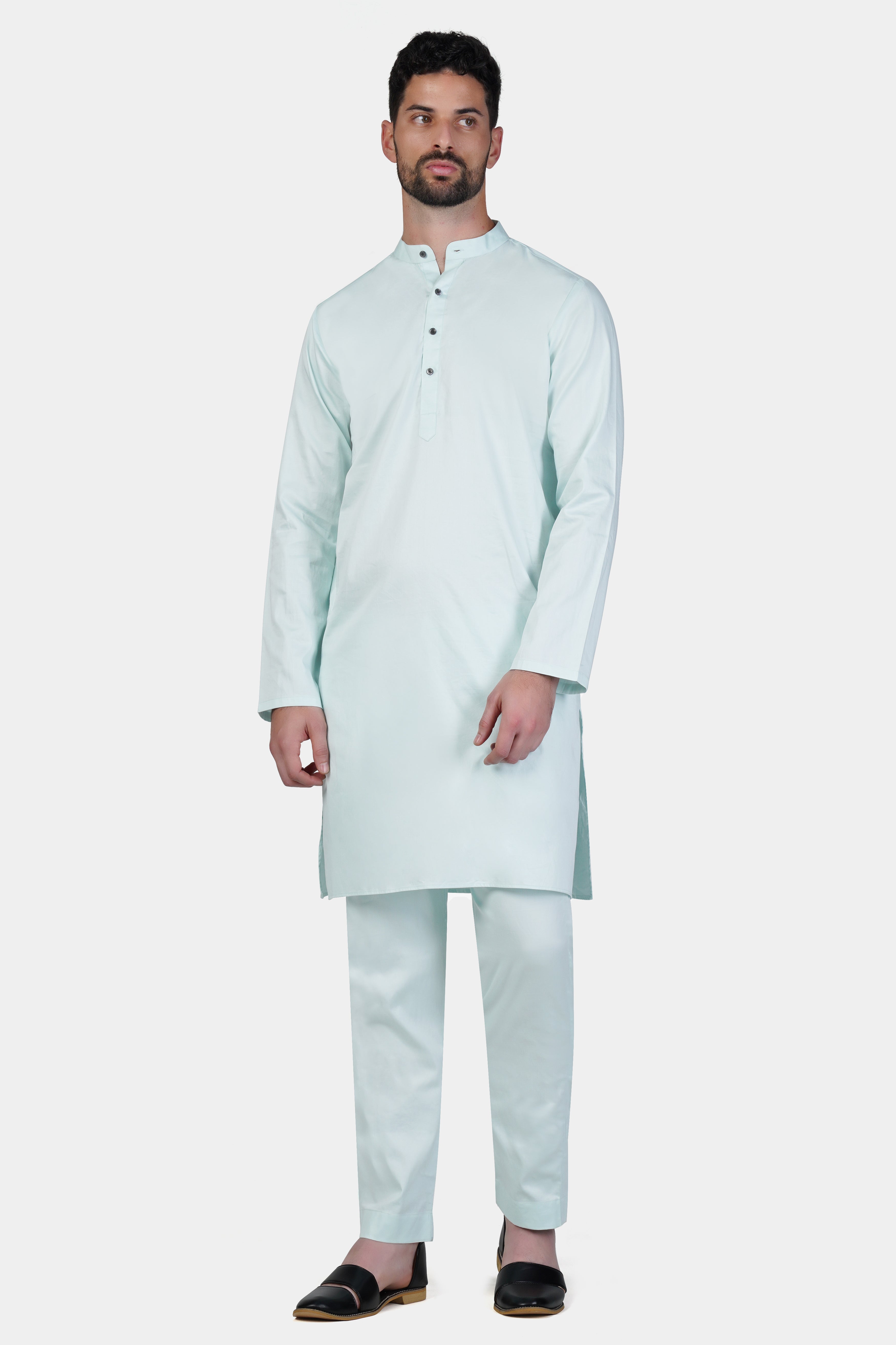 Timberwolf Blue Subtle Sheen Super Soft Premium Cotton Kurta Set