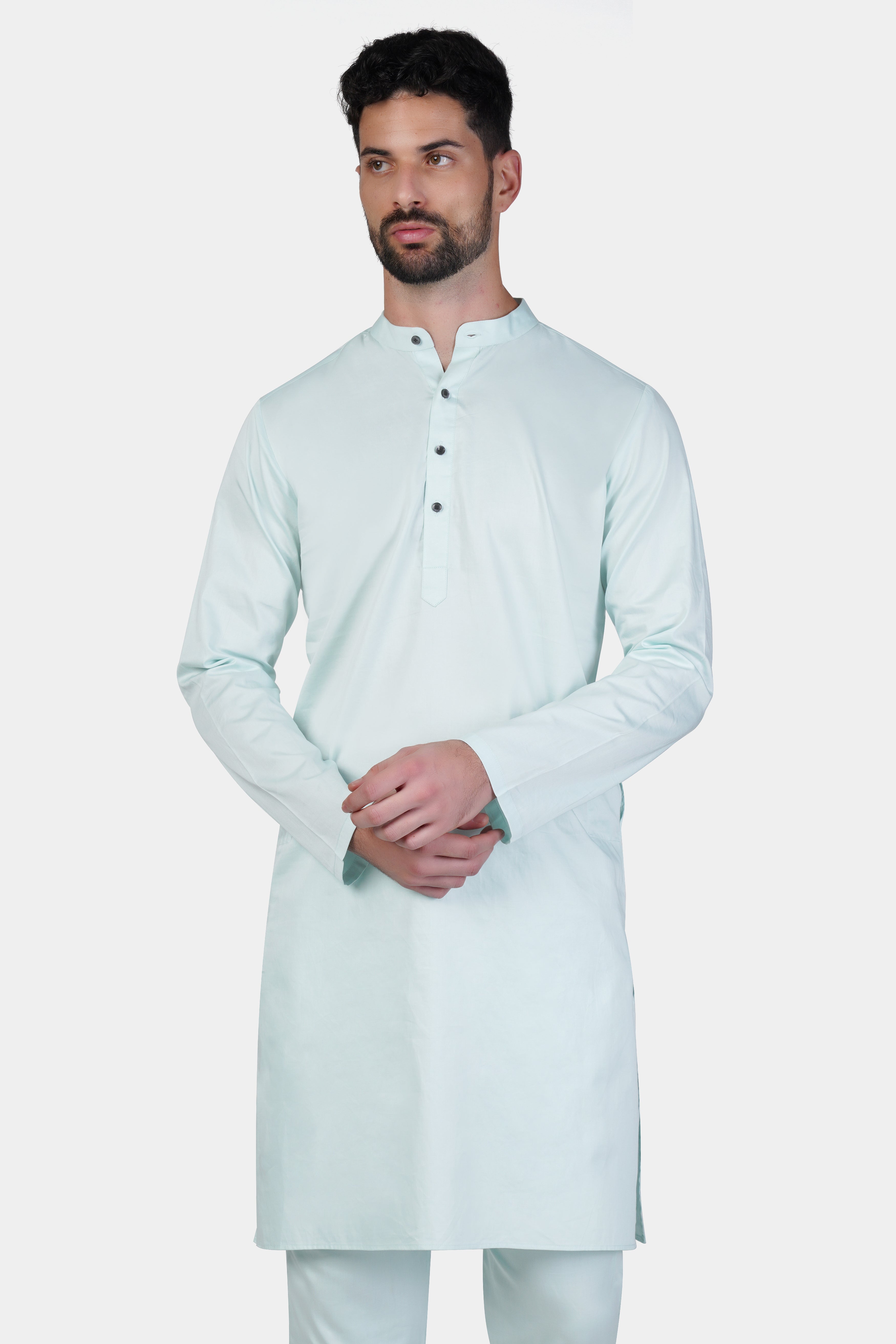 Timberwolf Blue Subtle Sheen Super Soft Premium Cotton Kurta Set