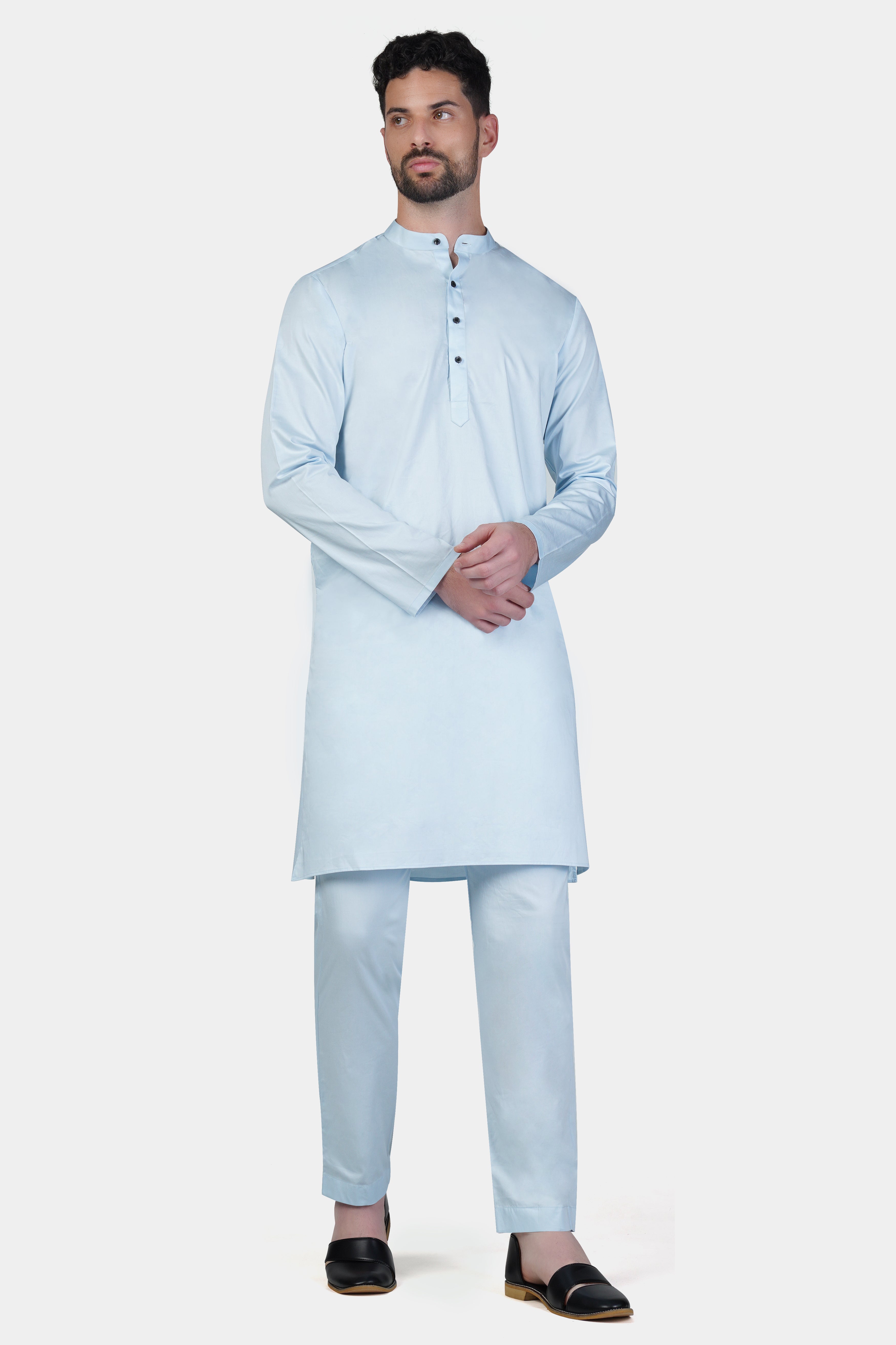 Botticelli Blue Subtle Sheen Super Soft Premium Cotton Kurta Set