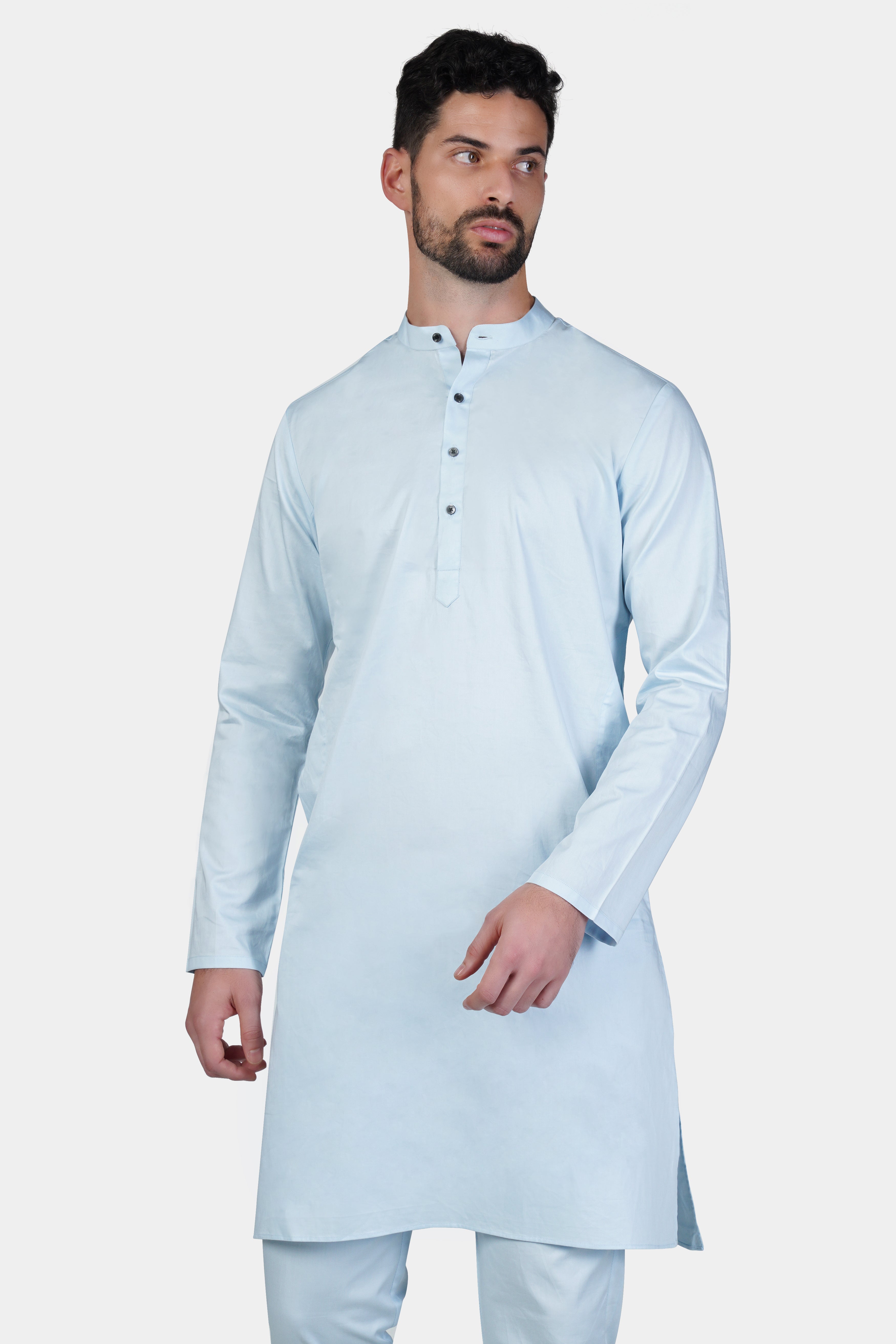 Botticelli Blue Subtle Sheen Super Soft Premium Cotton Kurta Set