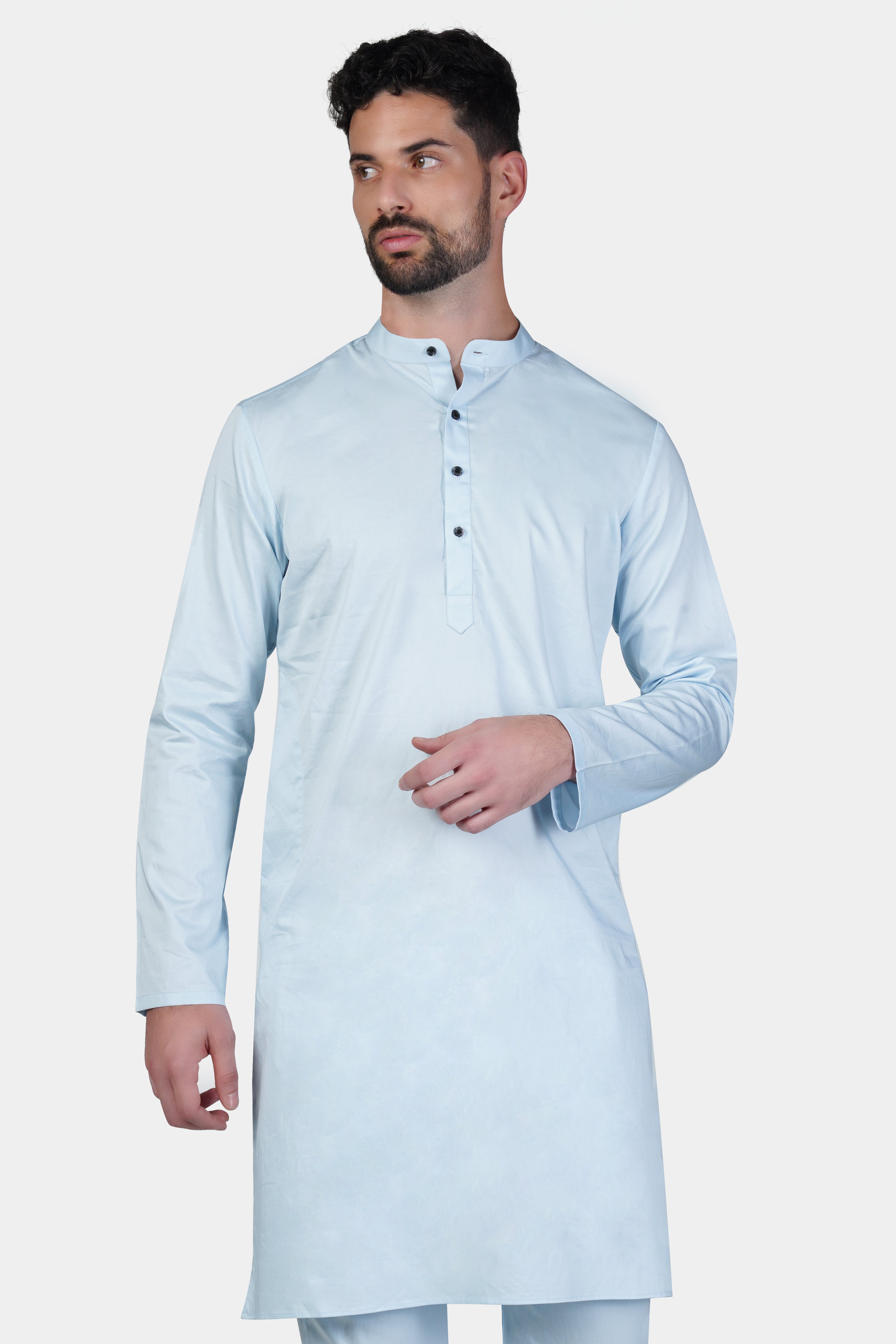 Botticelli Blue Subtle Sheen Super Soft Premium Cotton Kurta Set