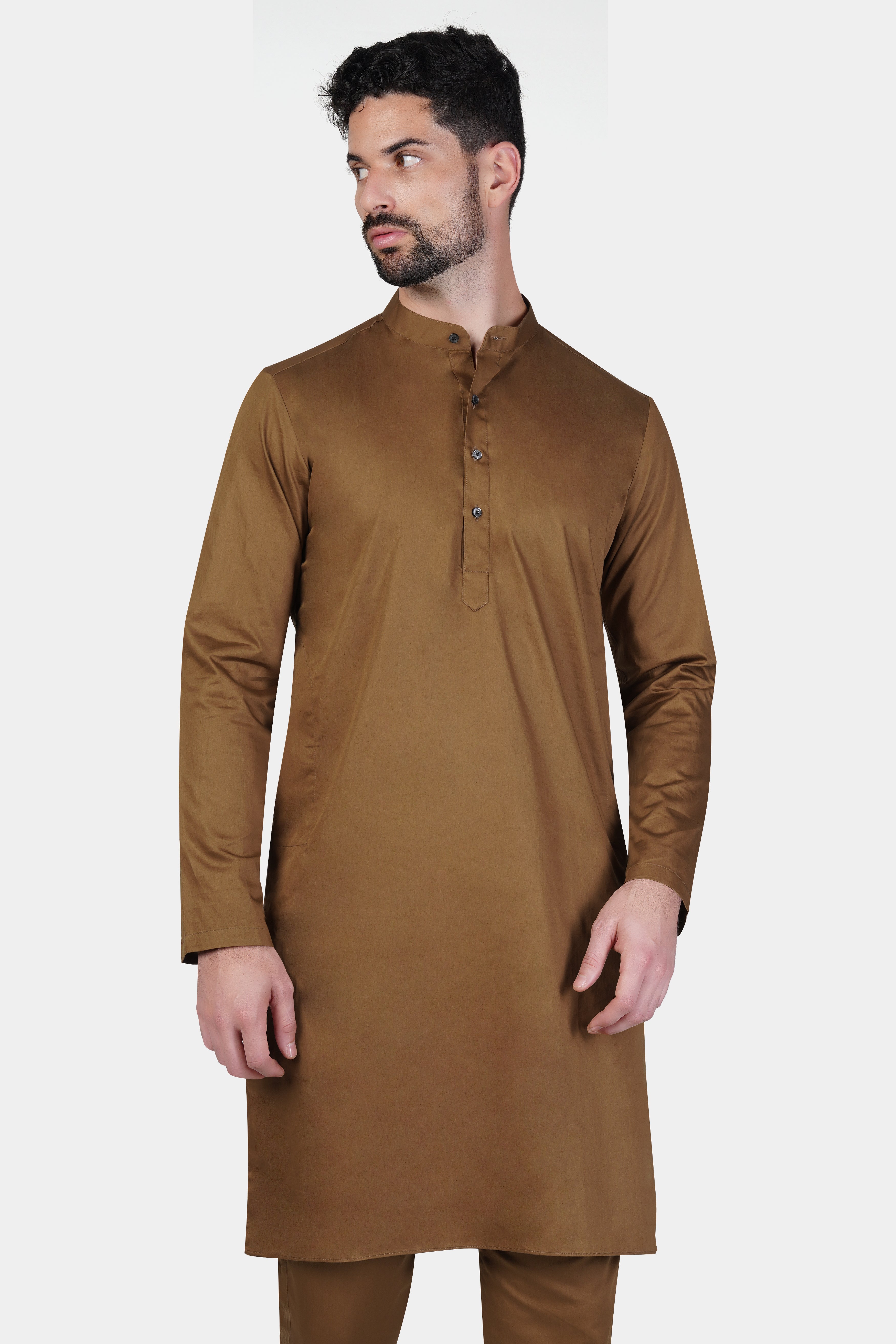 Nutmeg Brown Subtle Sheen Super Soft Premium Cotton Kurta Set