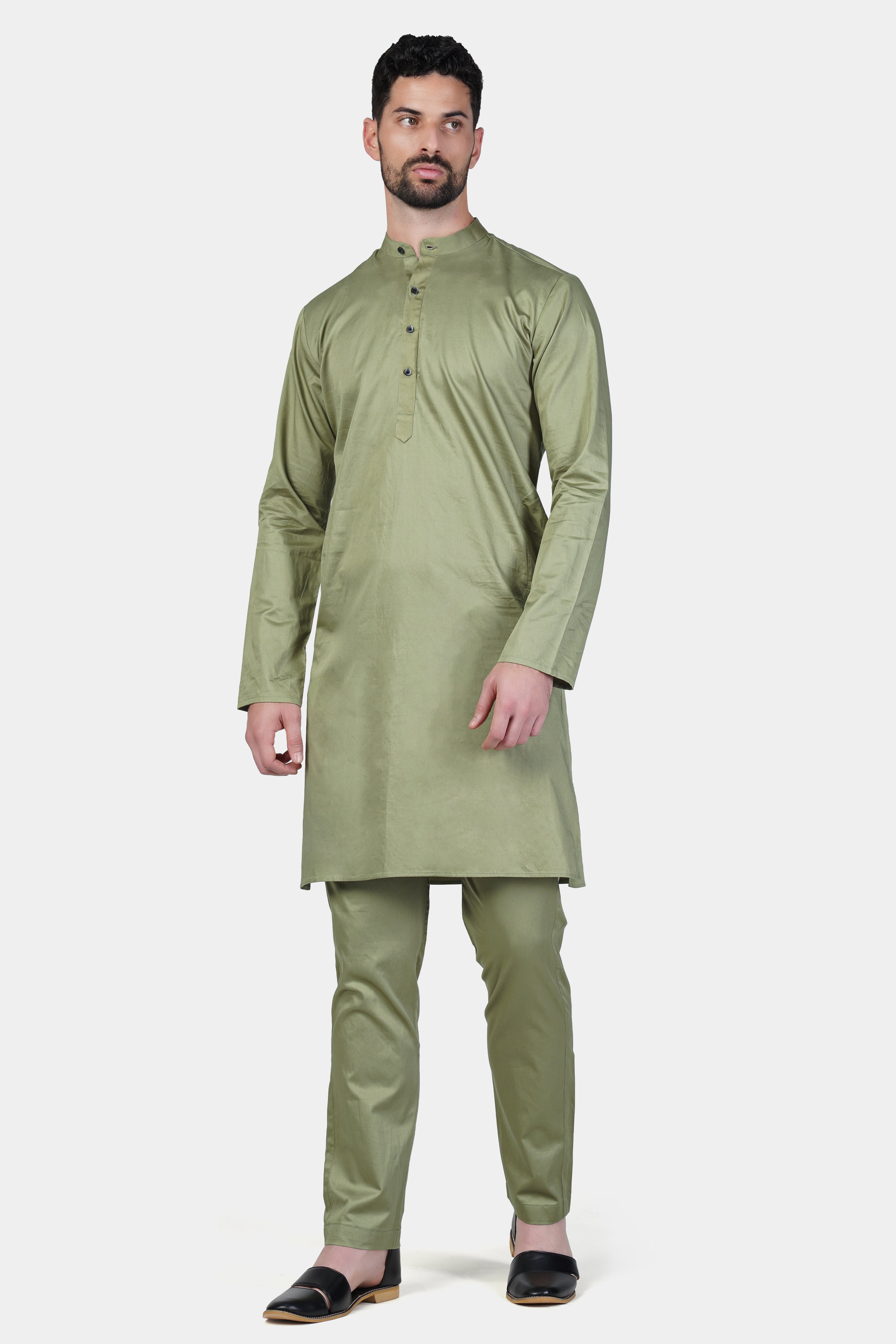 Eagle Green Subtle Sheen Super Soft Premium Cotton Kurta Set