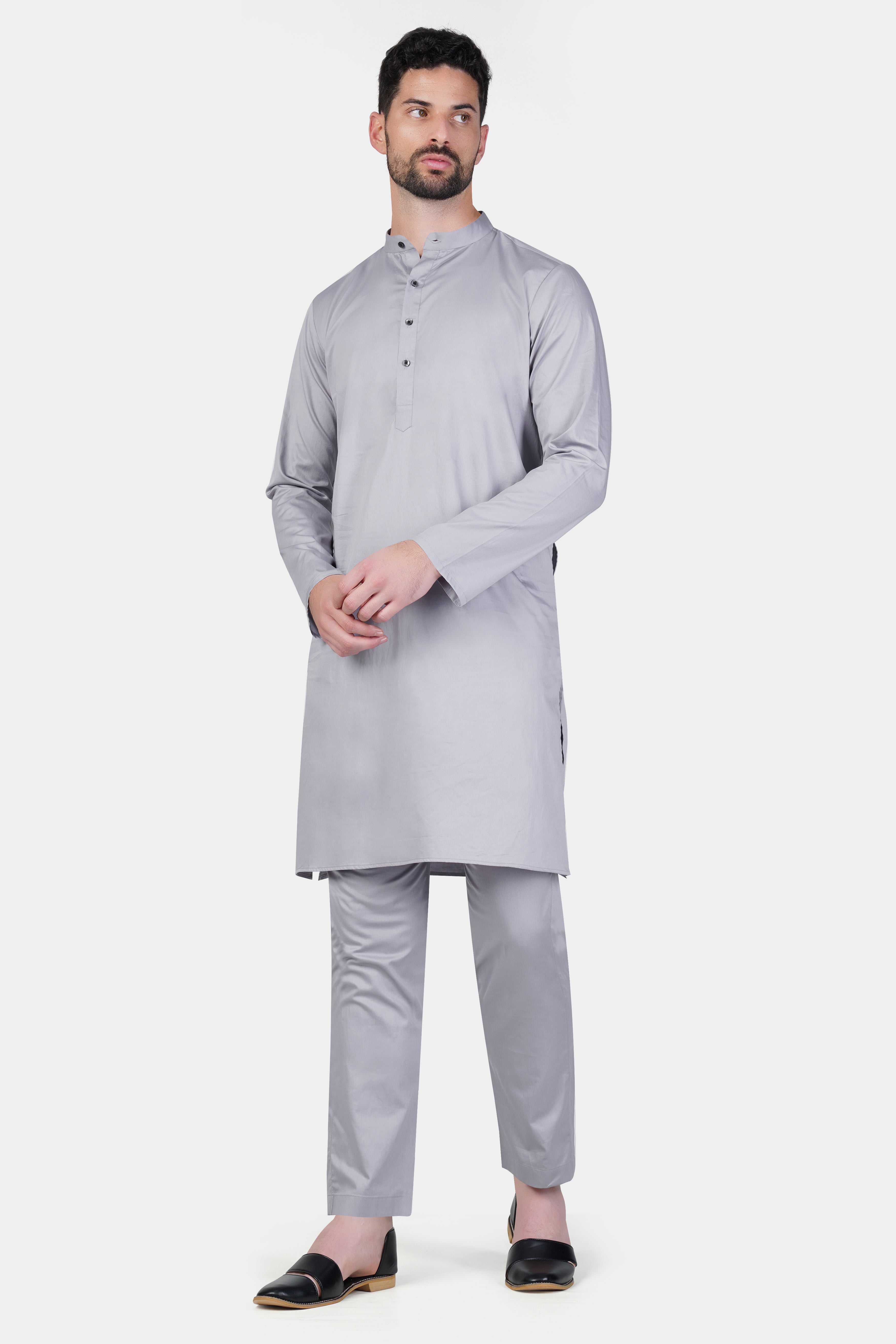 Haze Gray Subtle Sheen Super Soft Premium Cotton Kurta Set