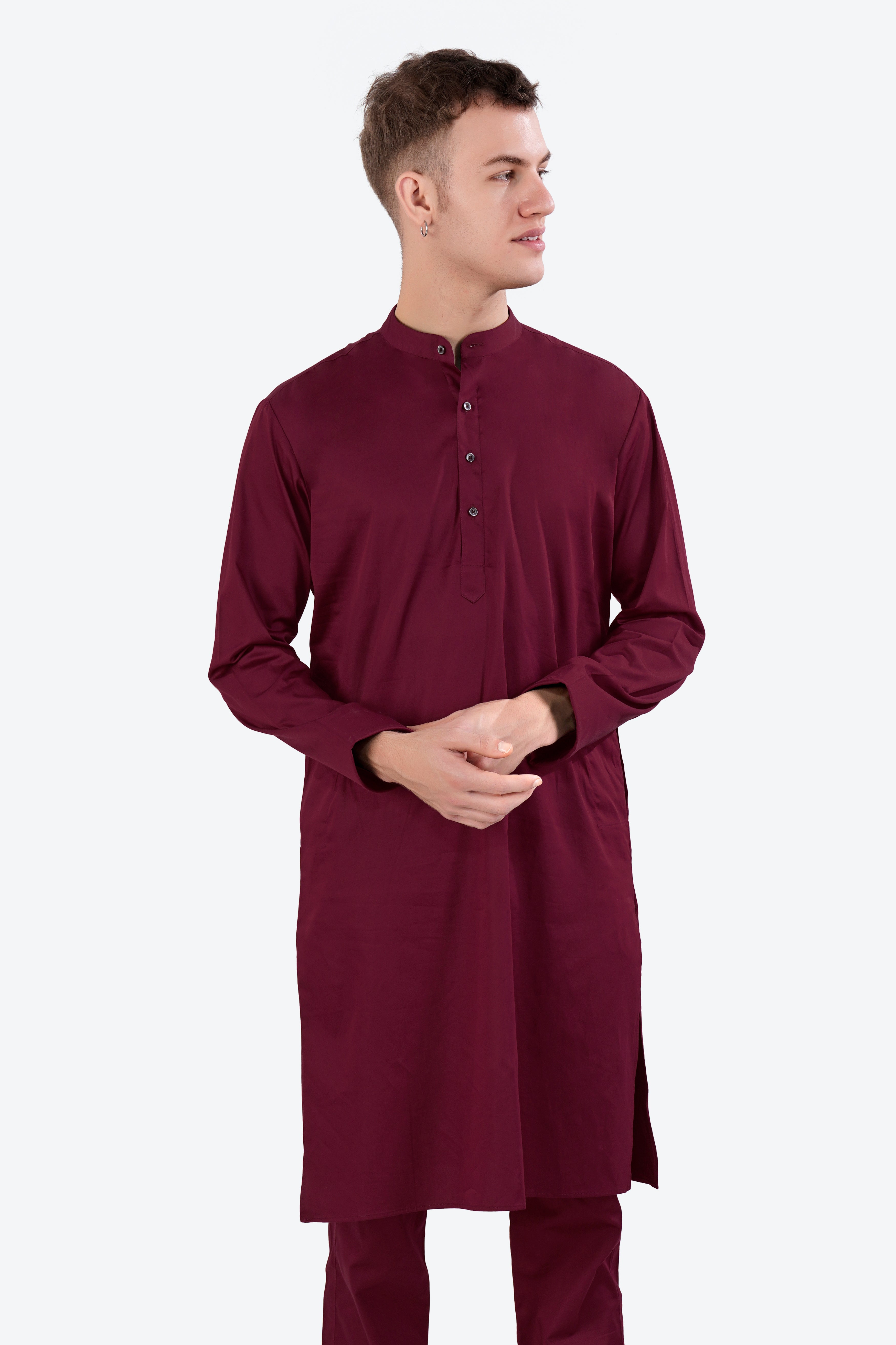 Crater Wine Subtle Sheen Super Soft Premium Cotton Kurta Set