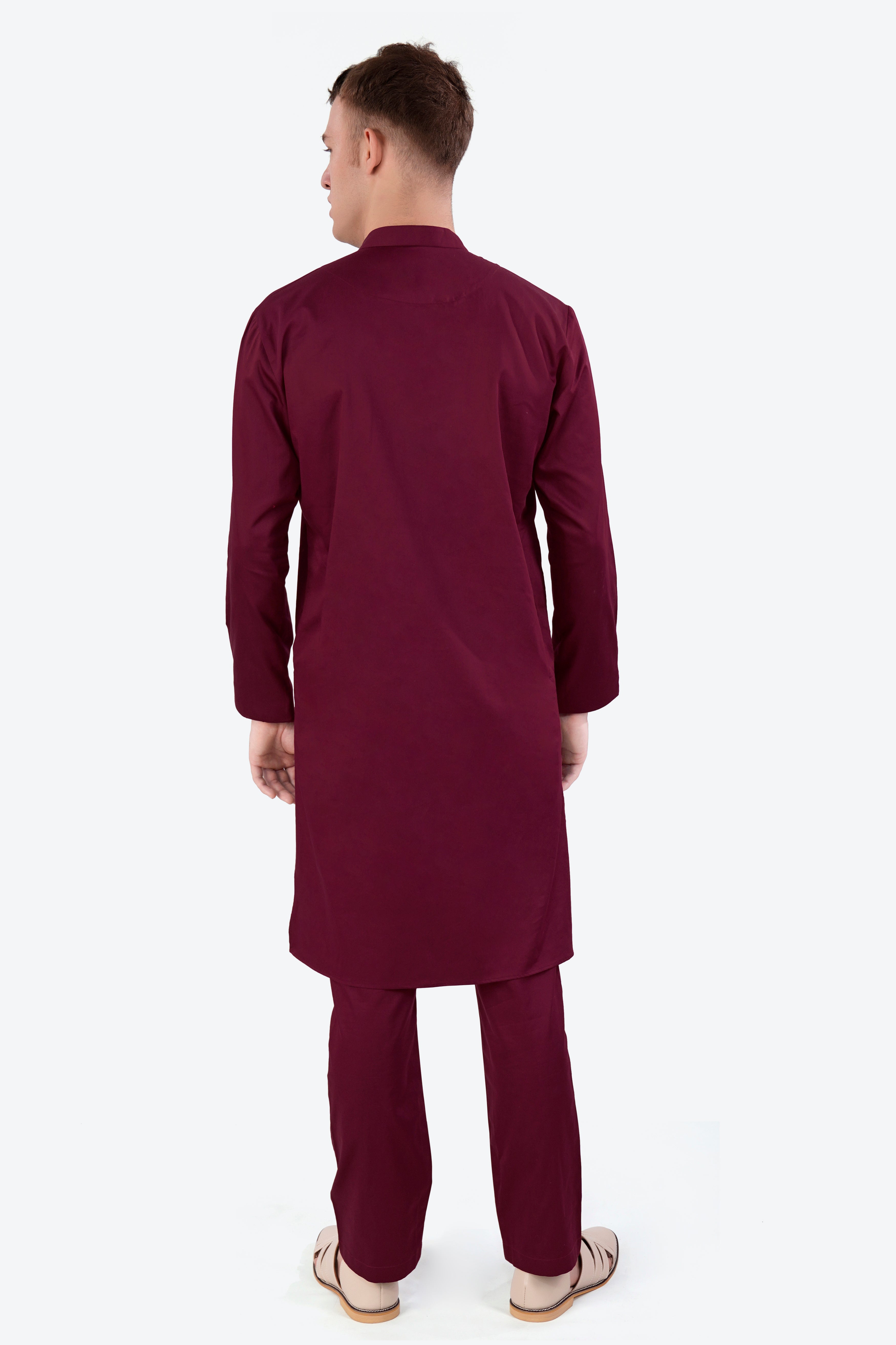 Crater Wine Subtle Sheen Super Soft Premium Cotton Kurta Set