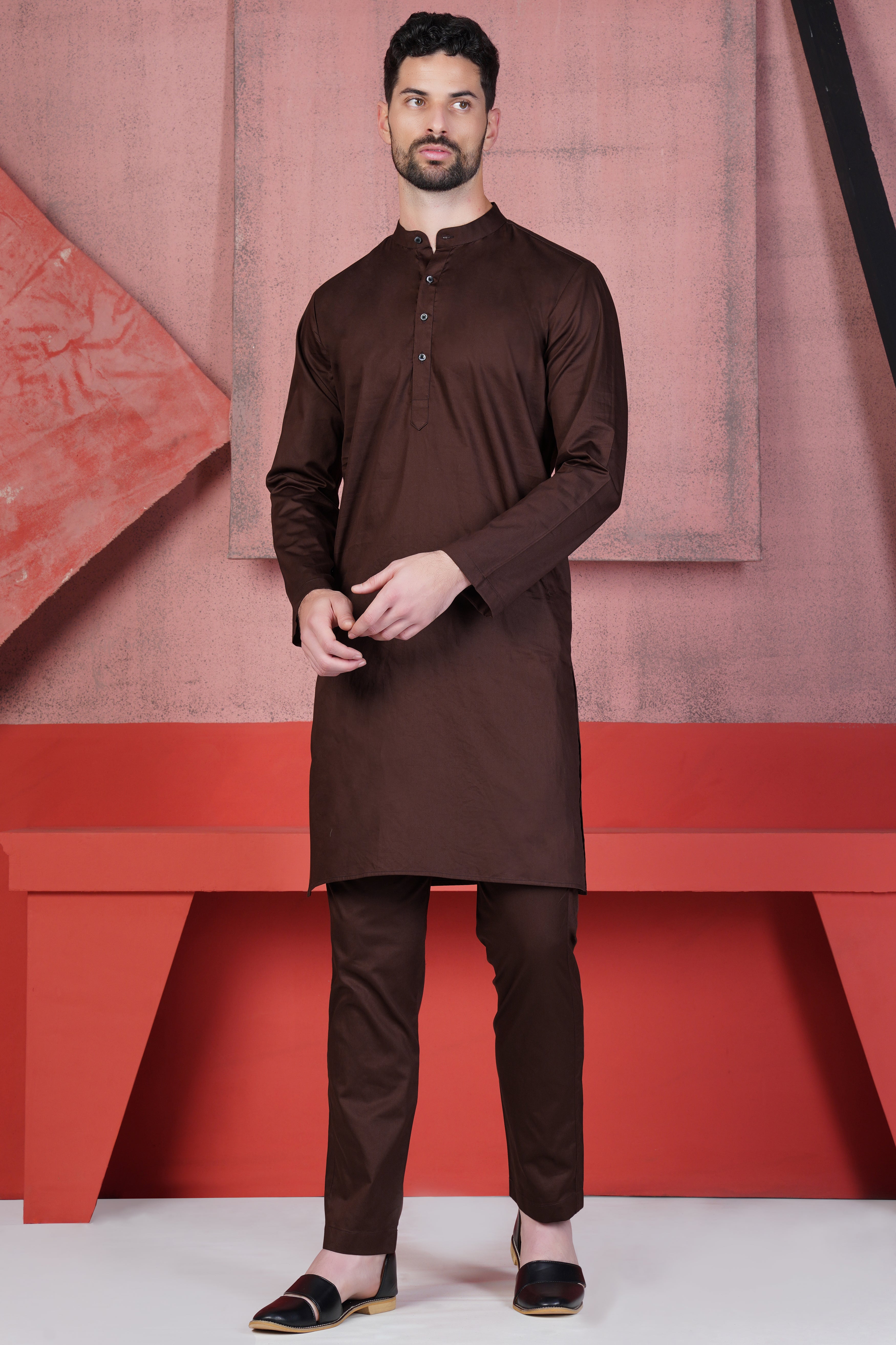 Sambuca Brown Subtle Sheen Super Soft Premium Cotton Kurta Set