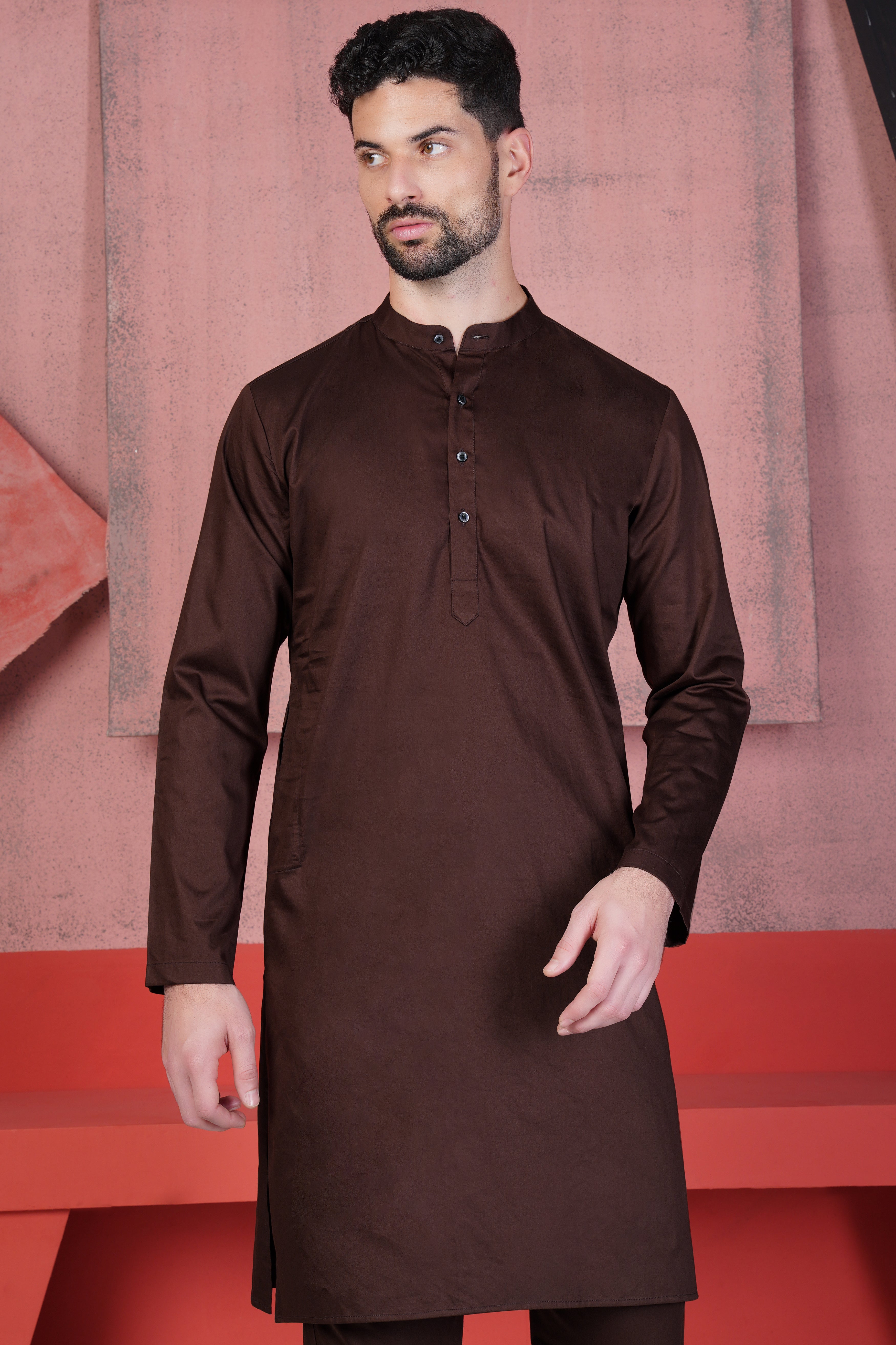 Sambuca Brown Subtle Sheen Super Soft Premium Cotton Kurta Set