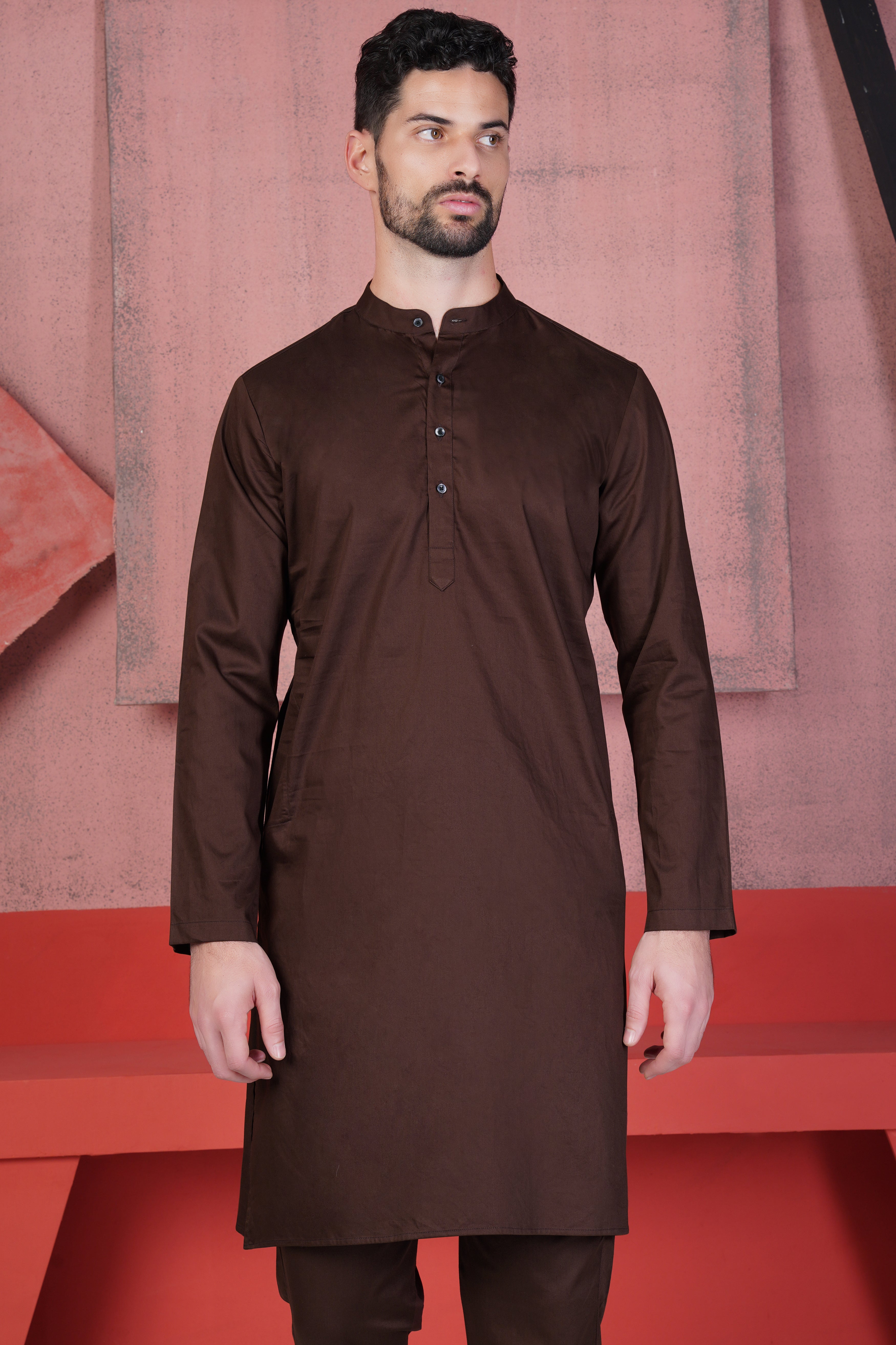 Sambuca Brown Subtle Sheen Super Soft Premium Cotton Kurta Set