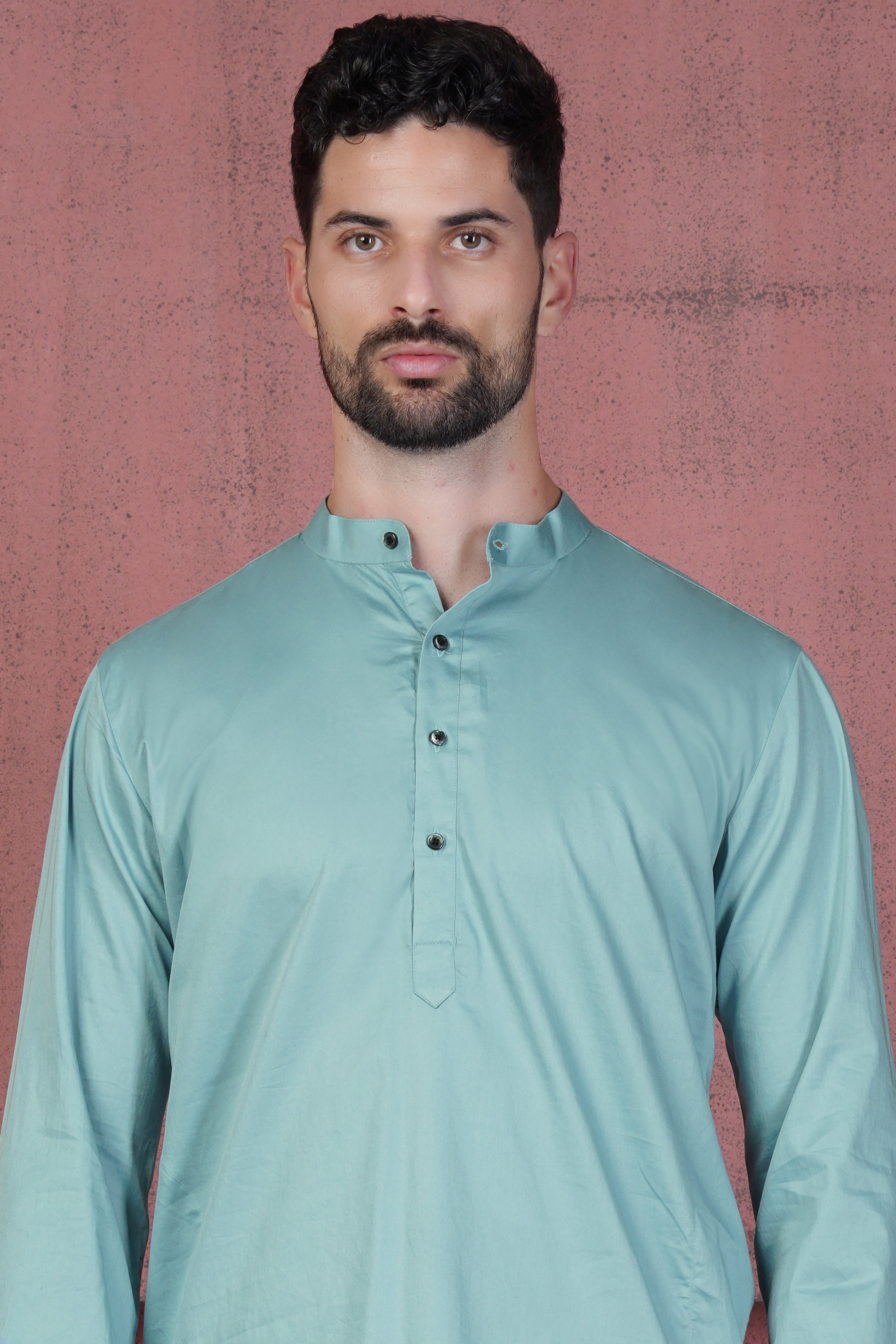 Glacier Blue Subtle Sheen Super Soft Premium Cotton Kurta Set