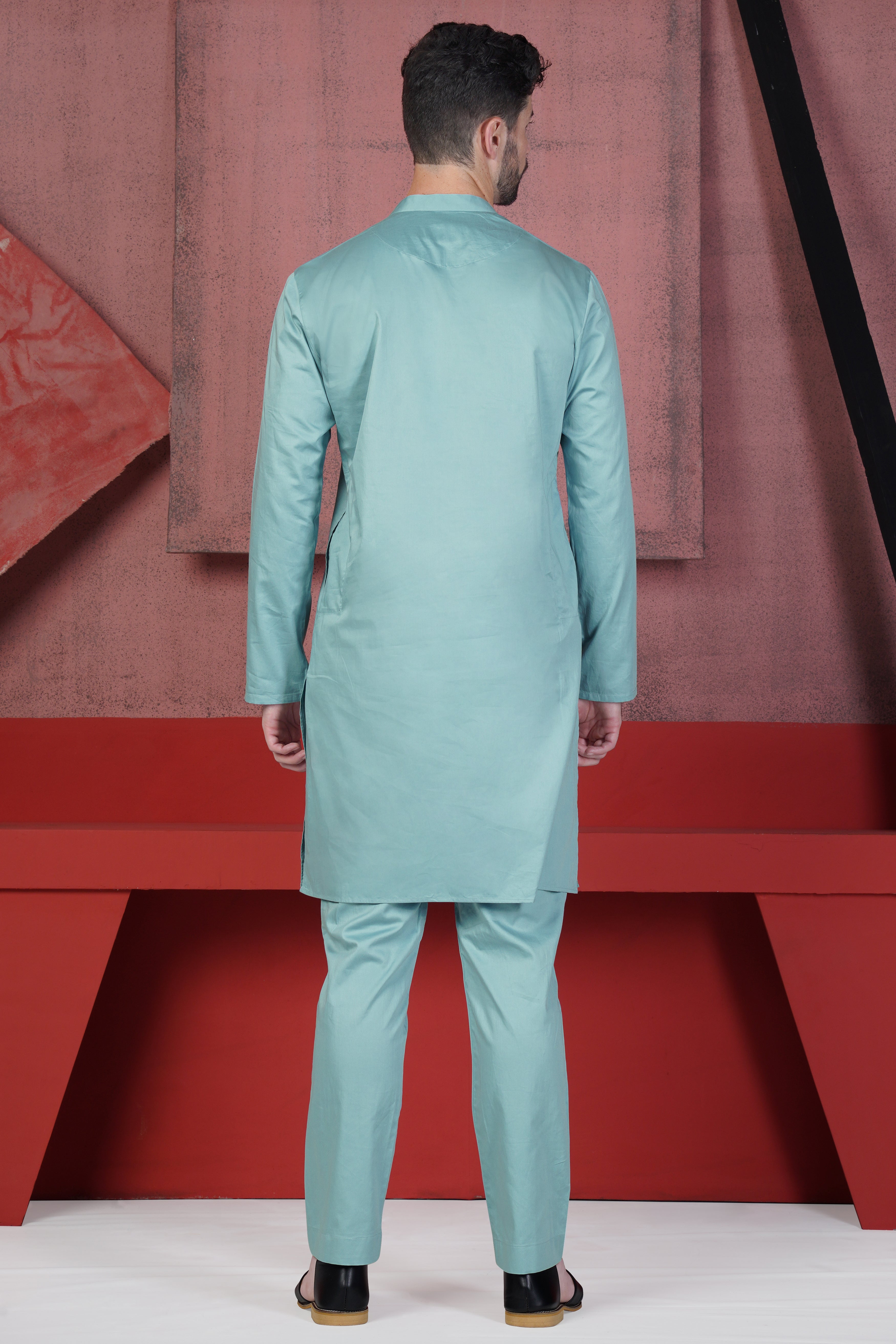 Glacier Blue Subtle Sheen Super Soft Premium Cotton Kurta Set