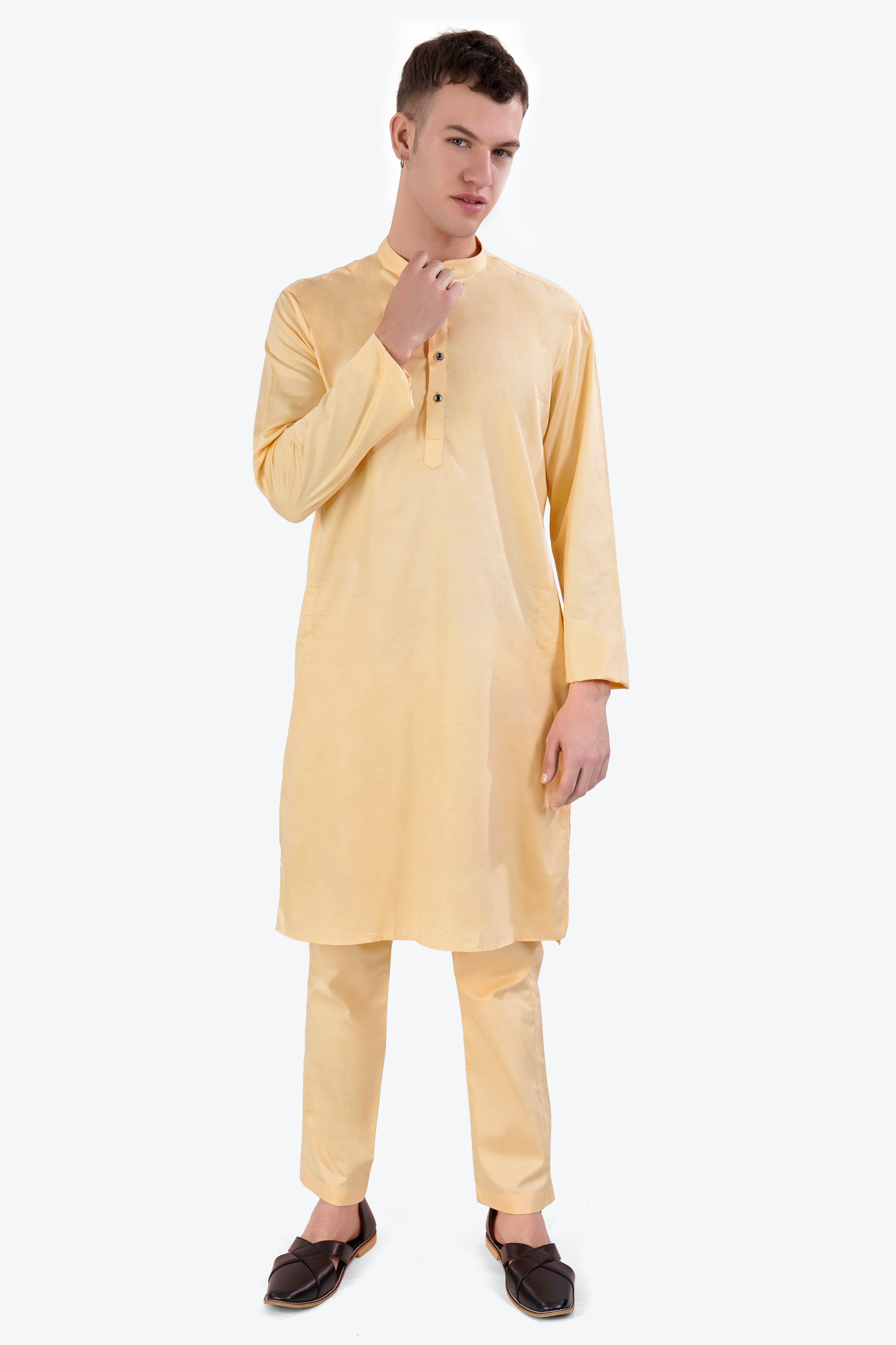 Hampton Beige Subtle Sheen Super Soft Premium Cotton Kurta Set