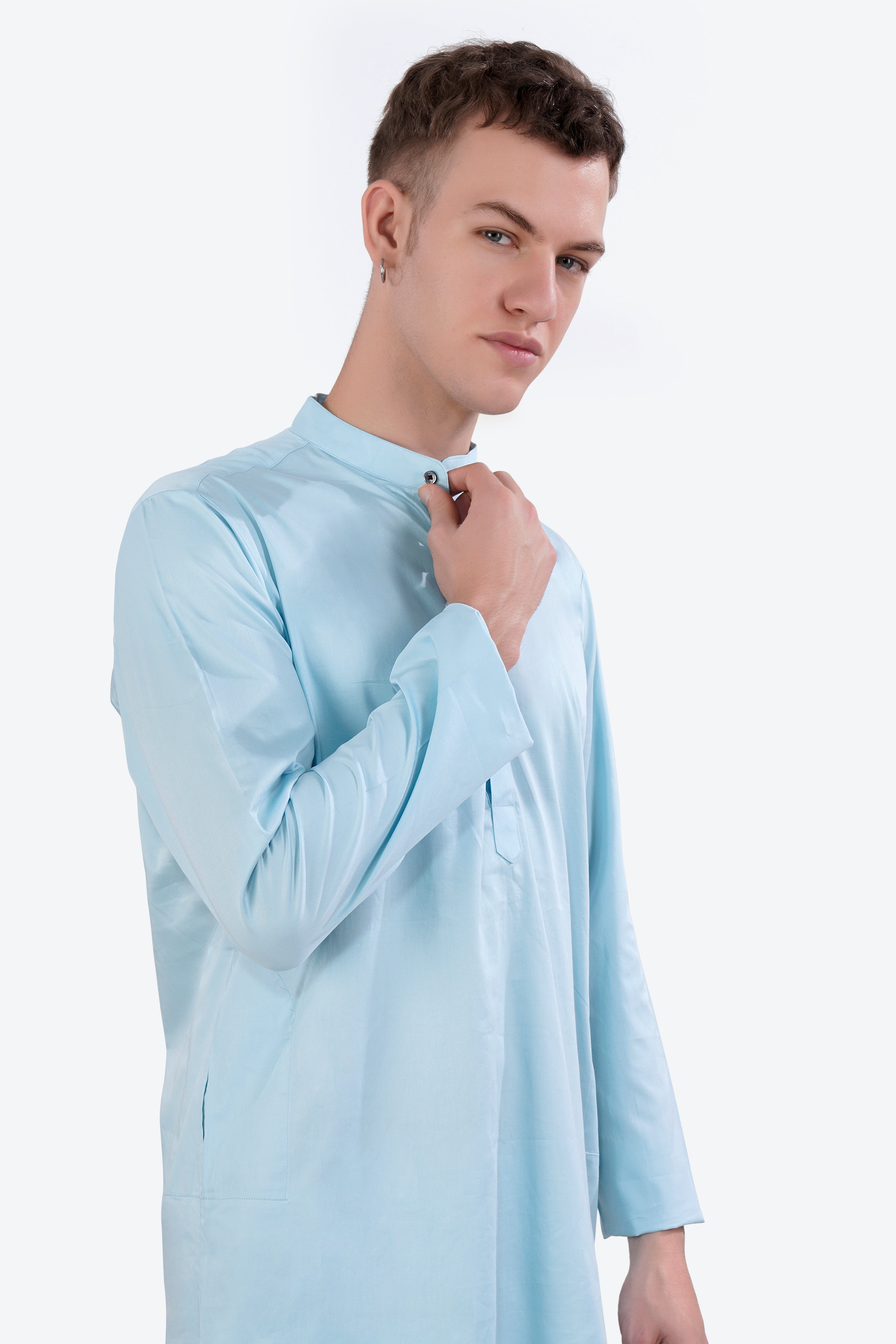 Turquoise Blue Subtle Sheen Super Soft Premium Cotton Kurta Set