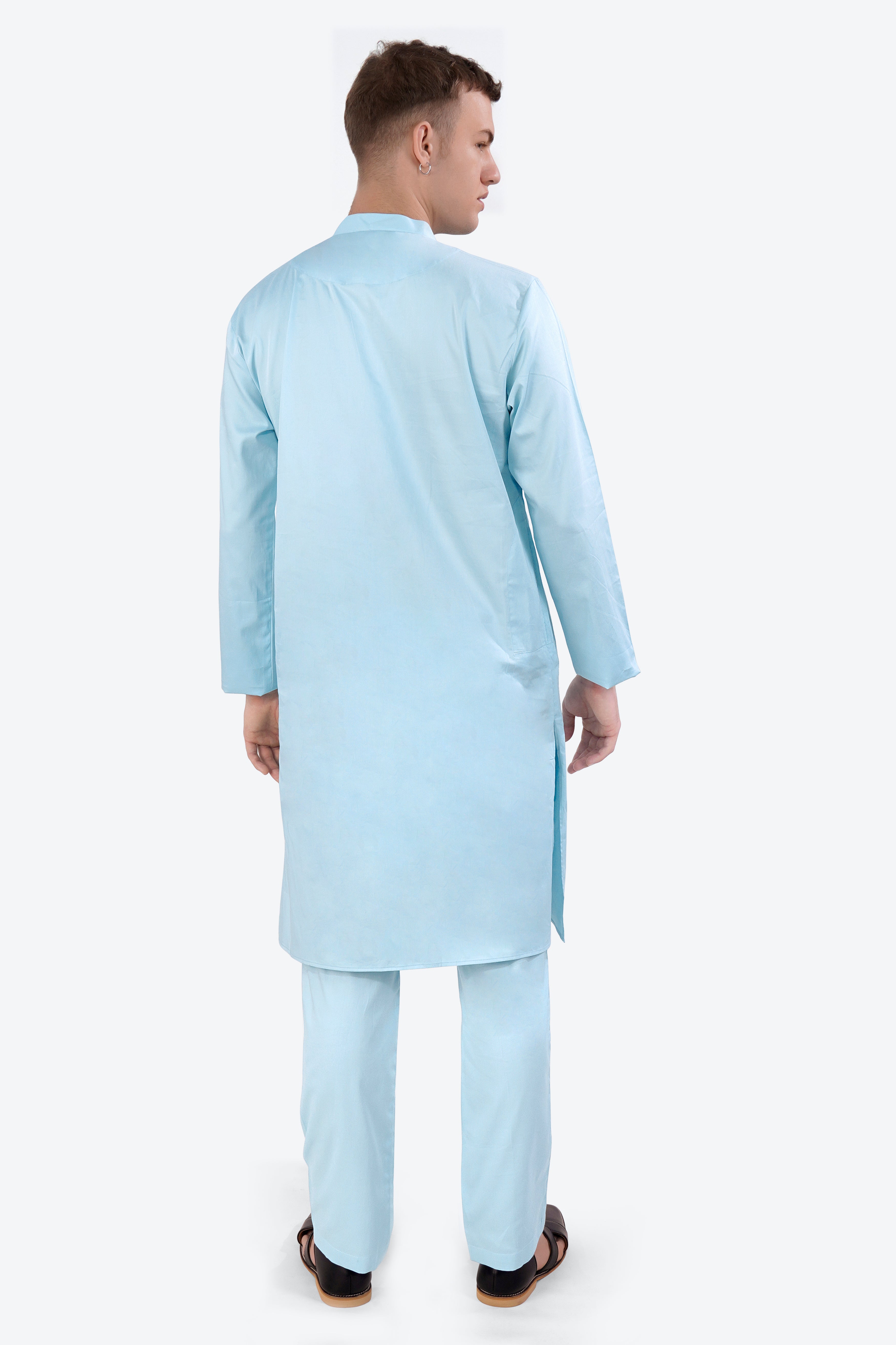 Turquoise Blue Subtle Sheen Super Soft Premium Cotton Kurta Set