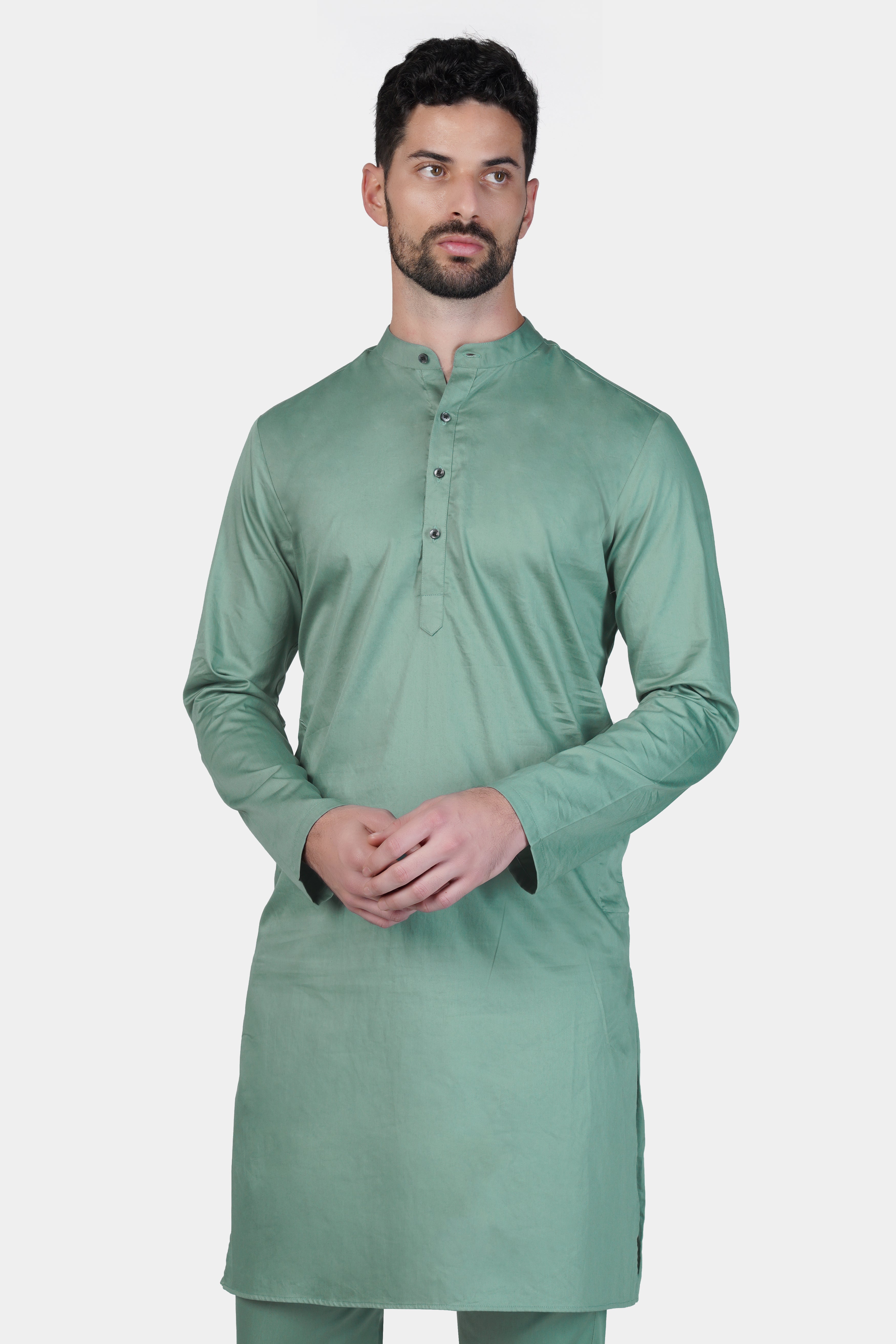 Patina Green Subtle Sheen Super Soft Premium Cotton Kurta Set