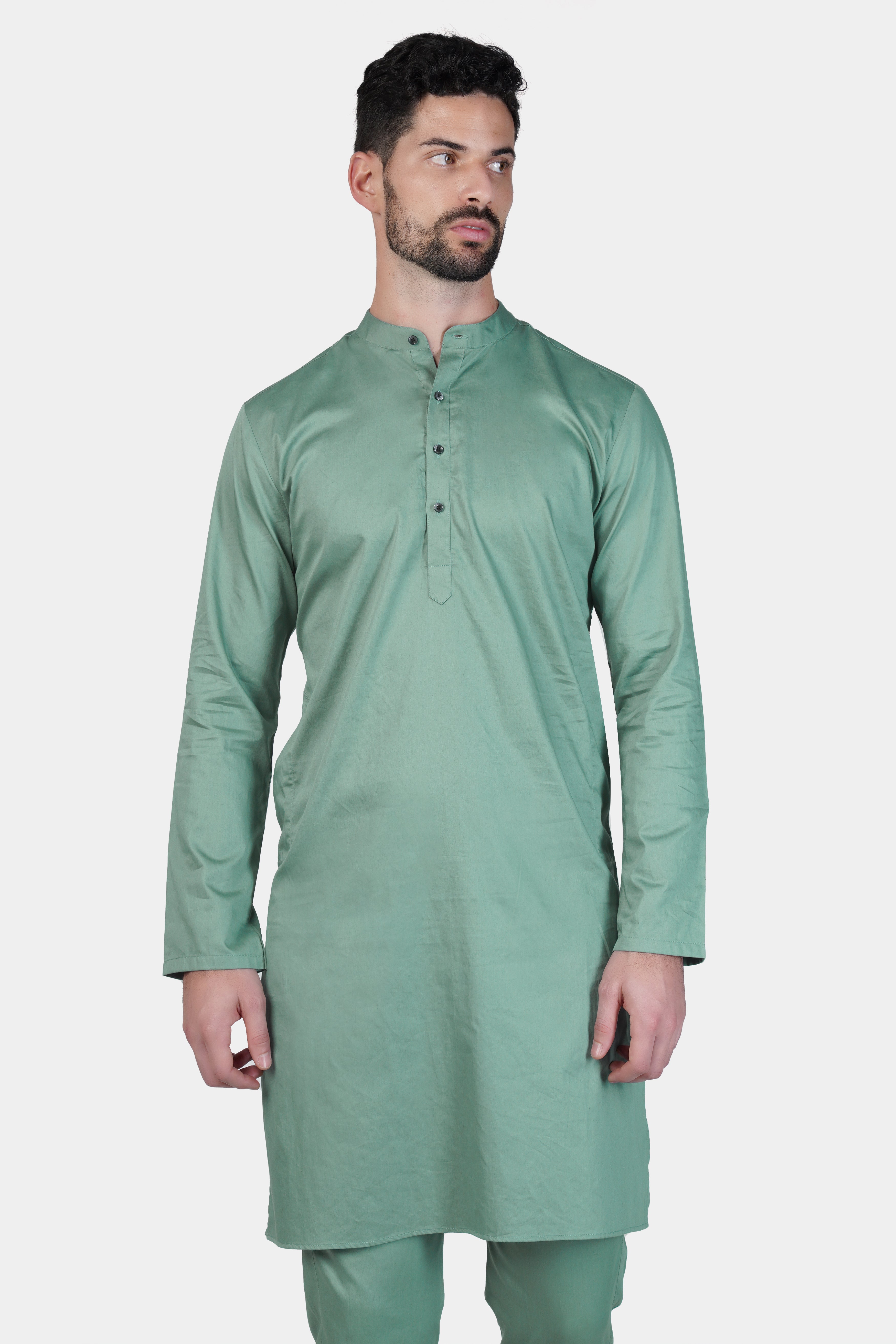 Patina Green Subtle Sheen Super Soft Premium Cotton Kurta Set