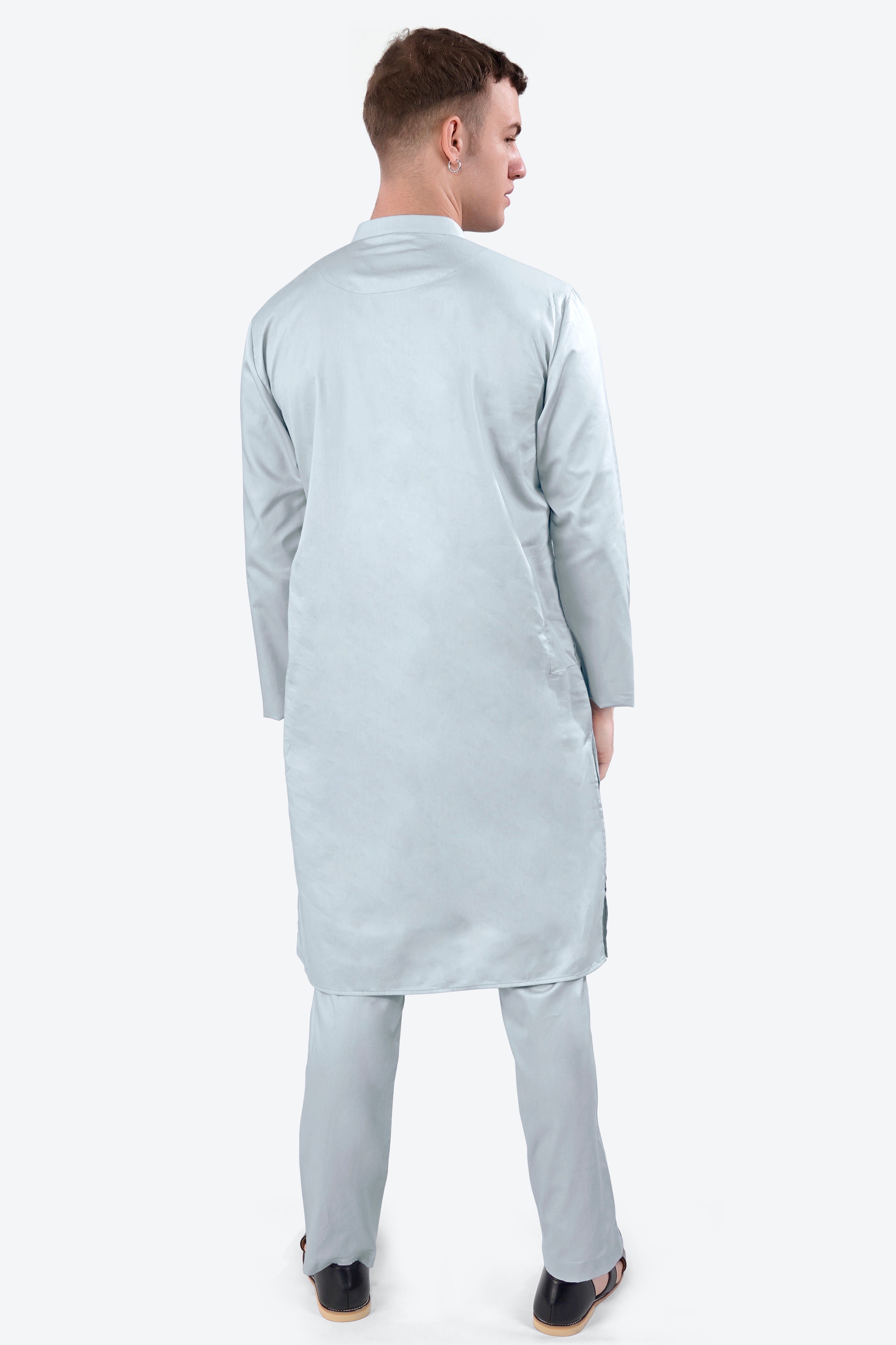 Oyster Blue Subtle Sheen Super Soft Premium Cotton Kurta Set