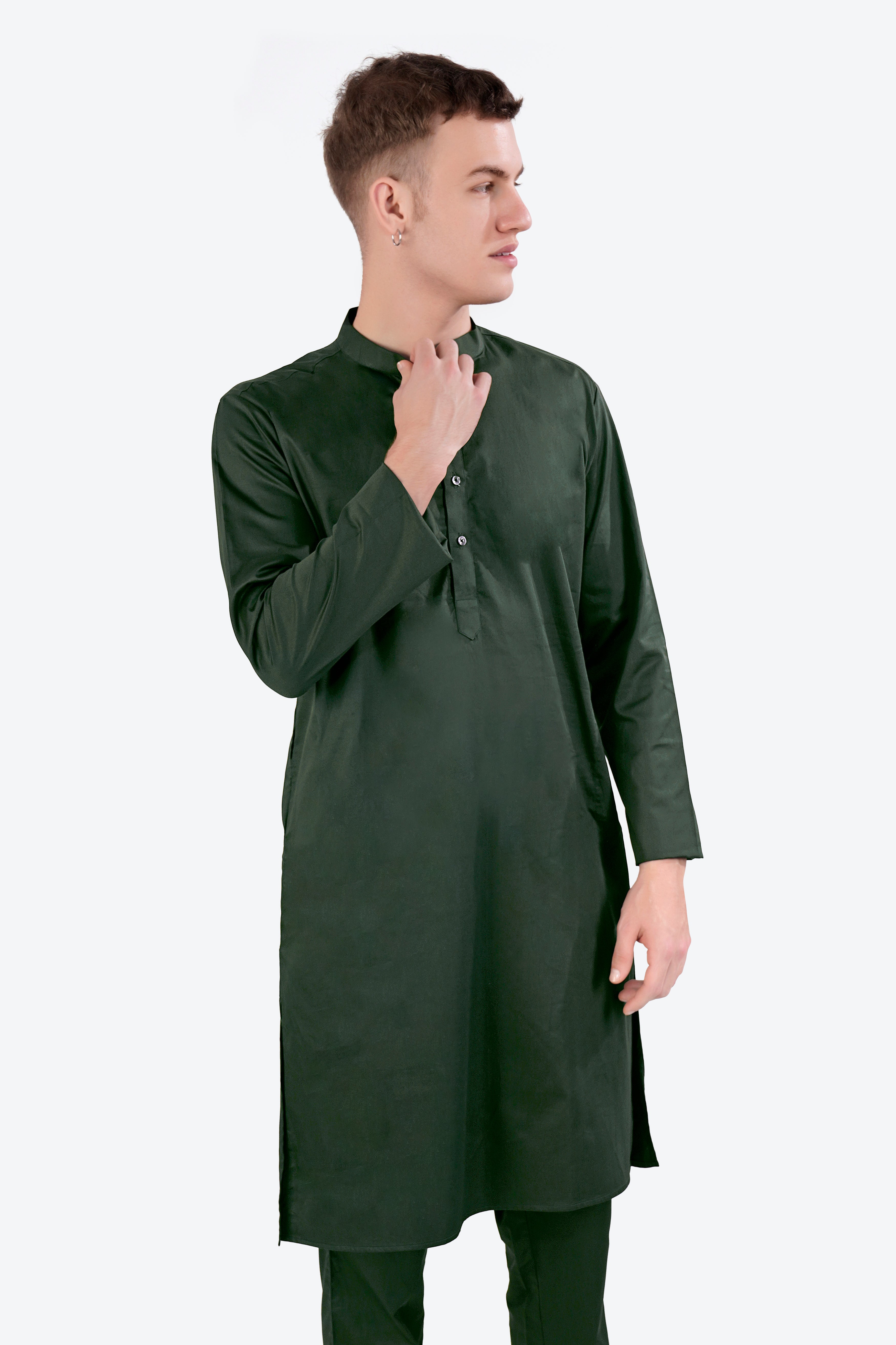 Timber Green Subtle Sheen Super Soft Premium Cotton Kurta Set