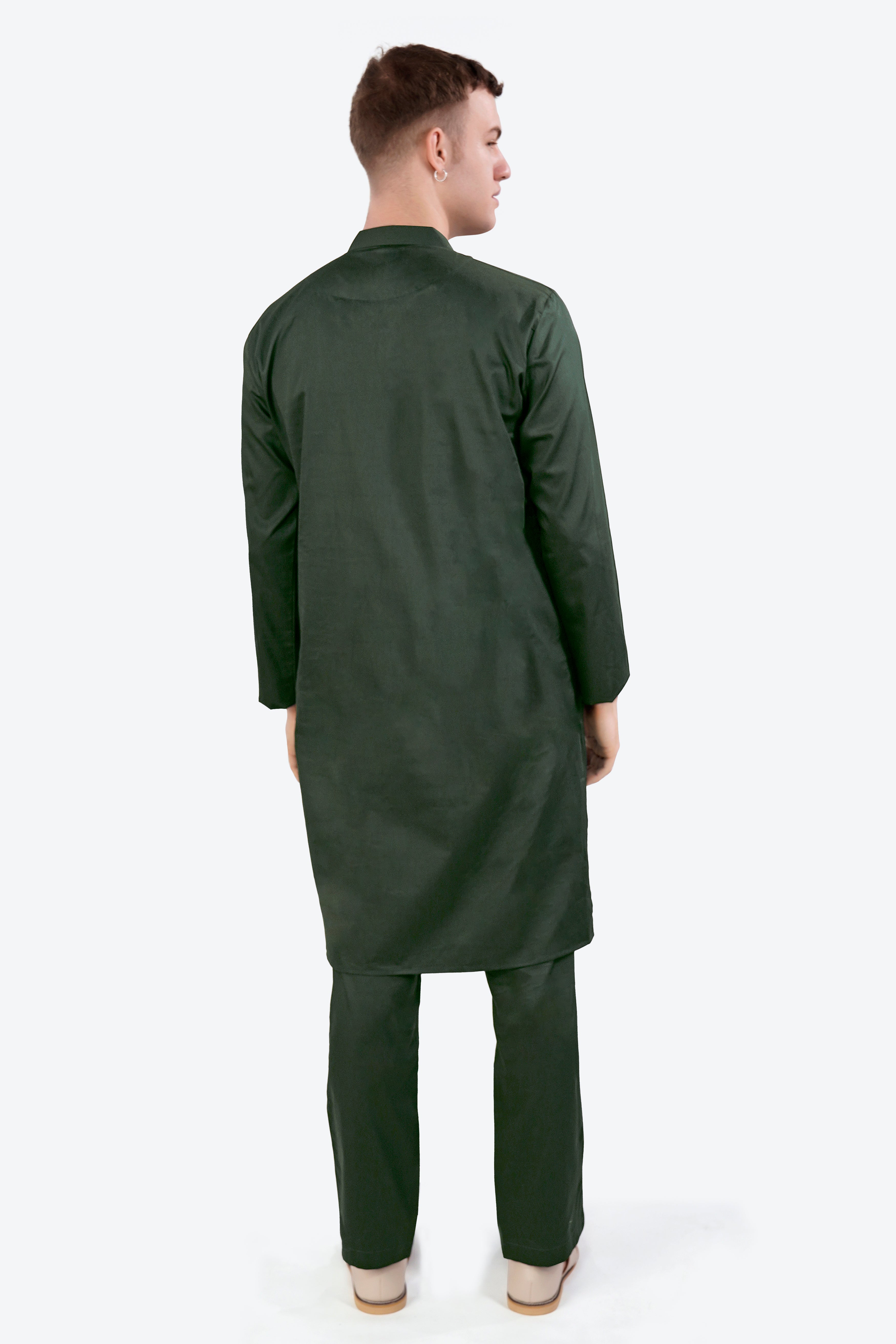 Timber Green Subtle Sheen Super Soft Premium Cotton Kurta Set