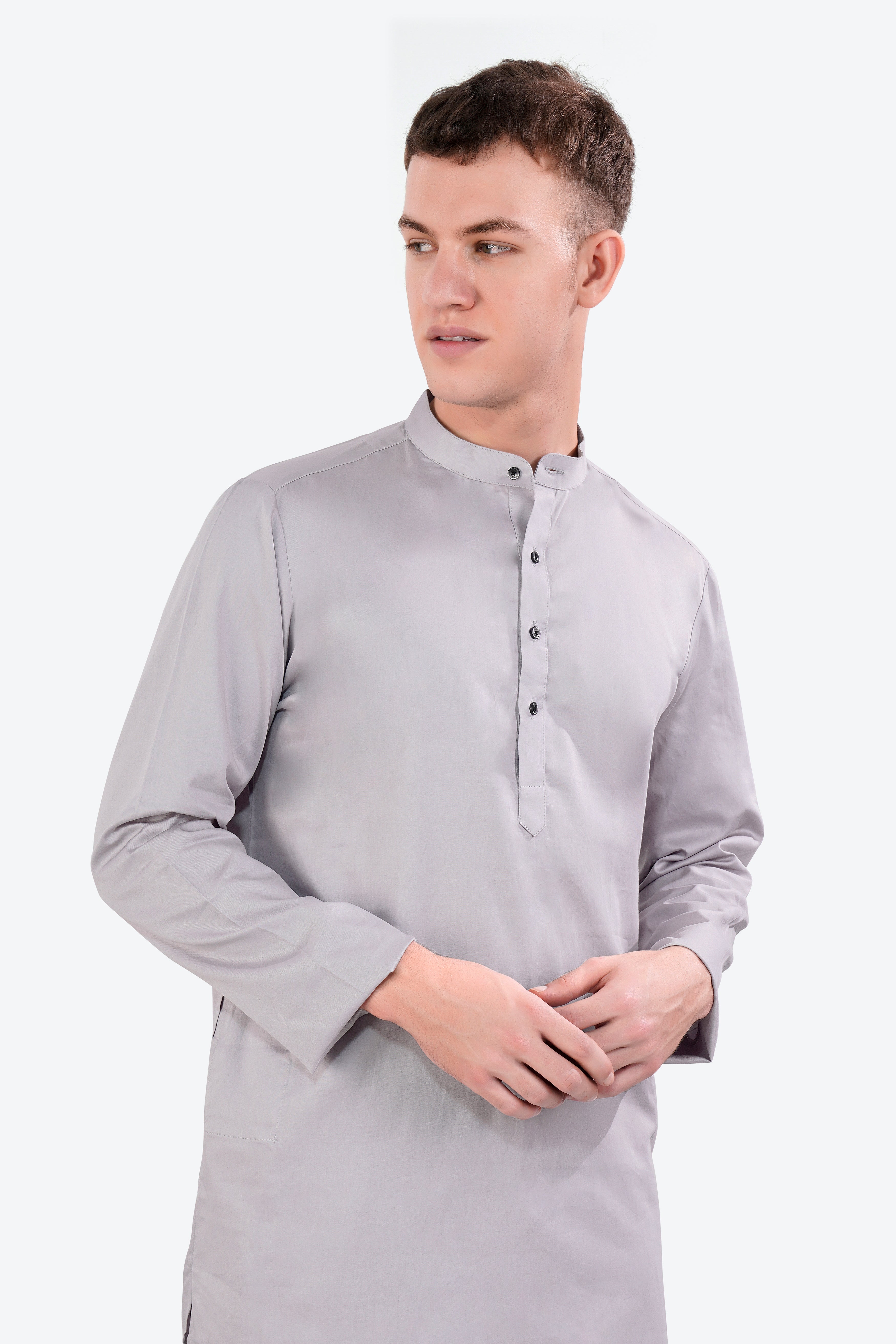 Pale Slate Lavender Subtle Sheen Super Soft Premium Cotton Kurta Set