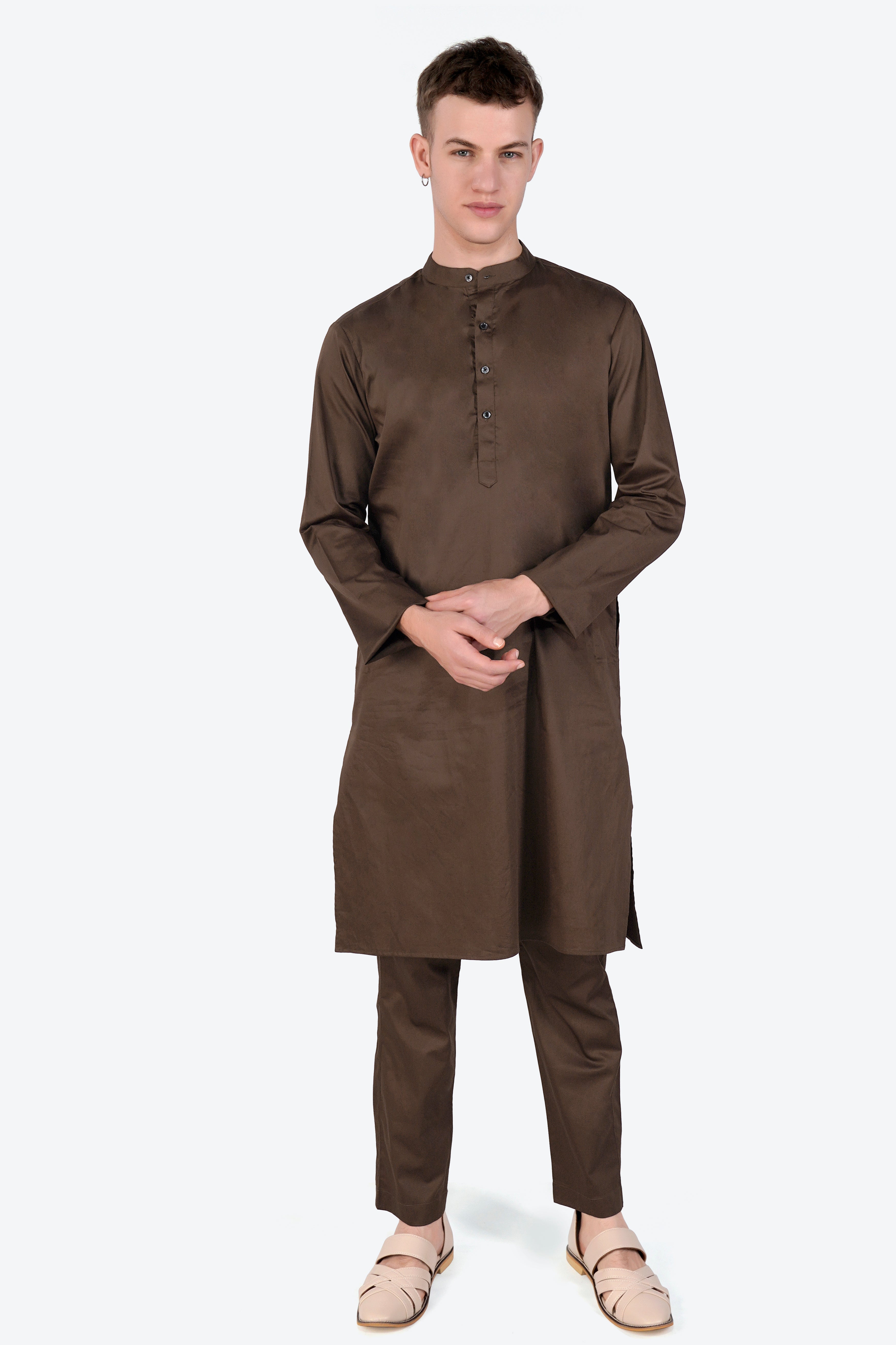 Medium Taupe Subtle Sheen Super Soft Premium Cotton Kurta Set