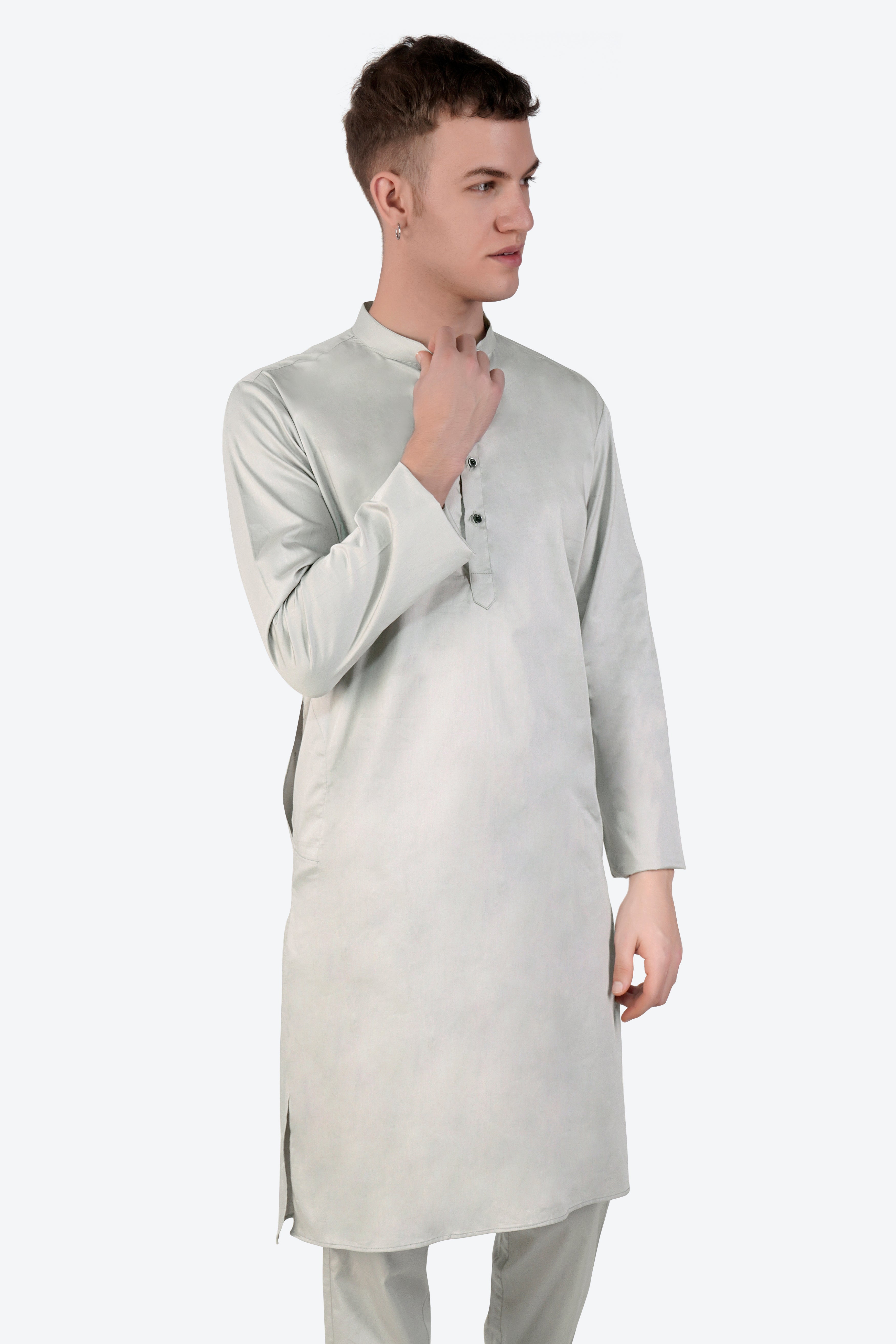 Celeste Gray Subtle Sheen Super Soft Premium Cotton Kurta Set